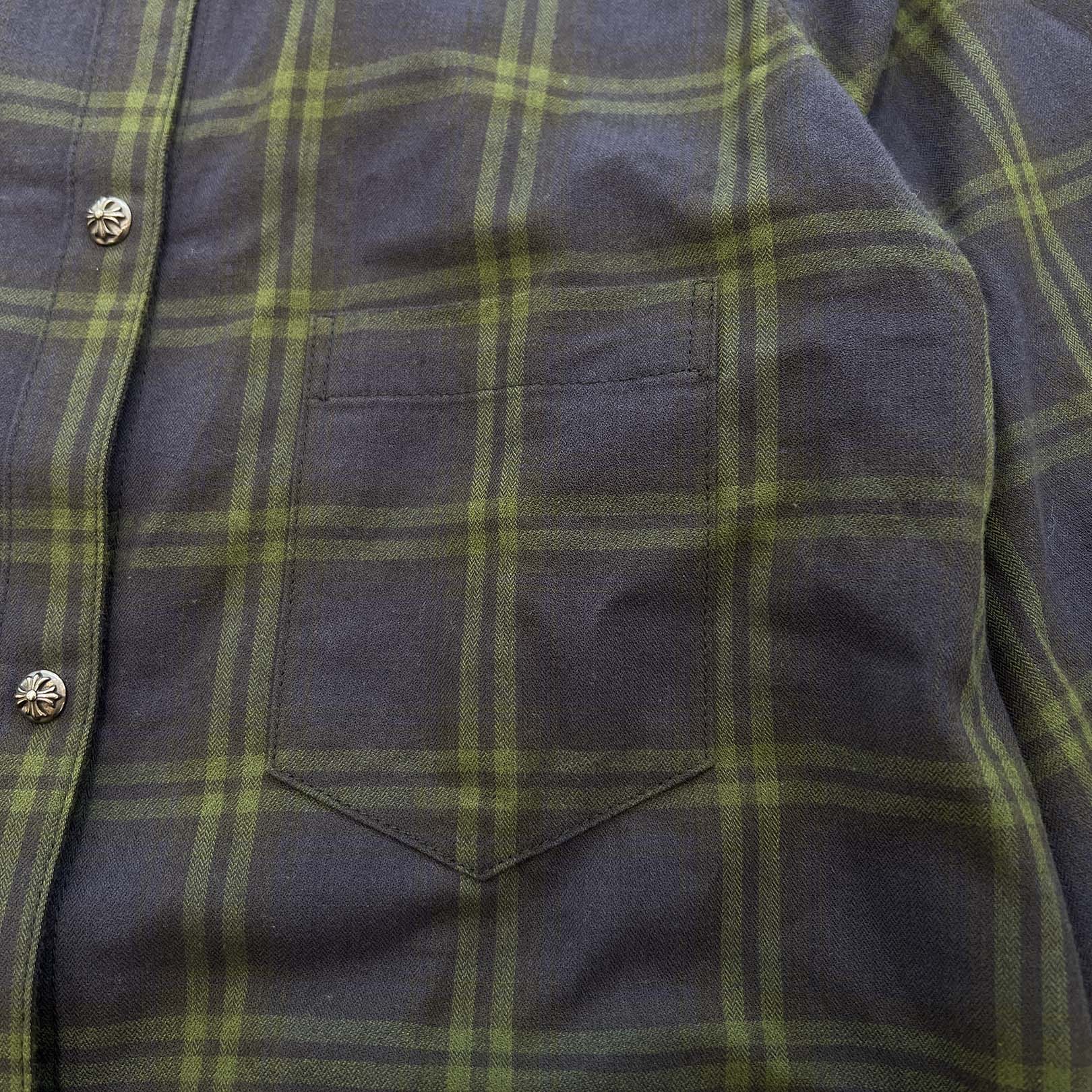 CHROME HEARTS Loose Ends Cross Patch Flannel Check Shirt Size M クロムハーツ ルーズエンド クロスパッチ フランネルチェックシャツ サイズM