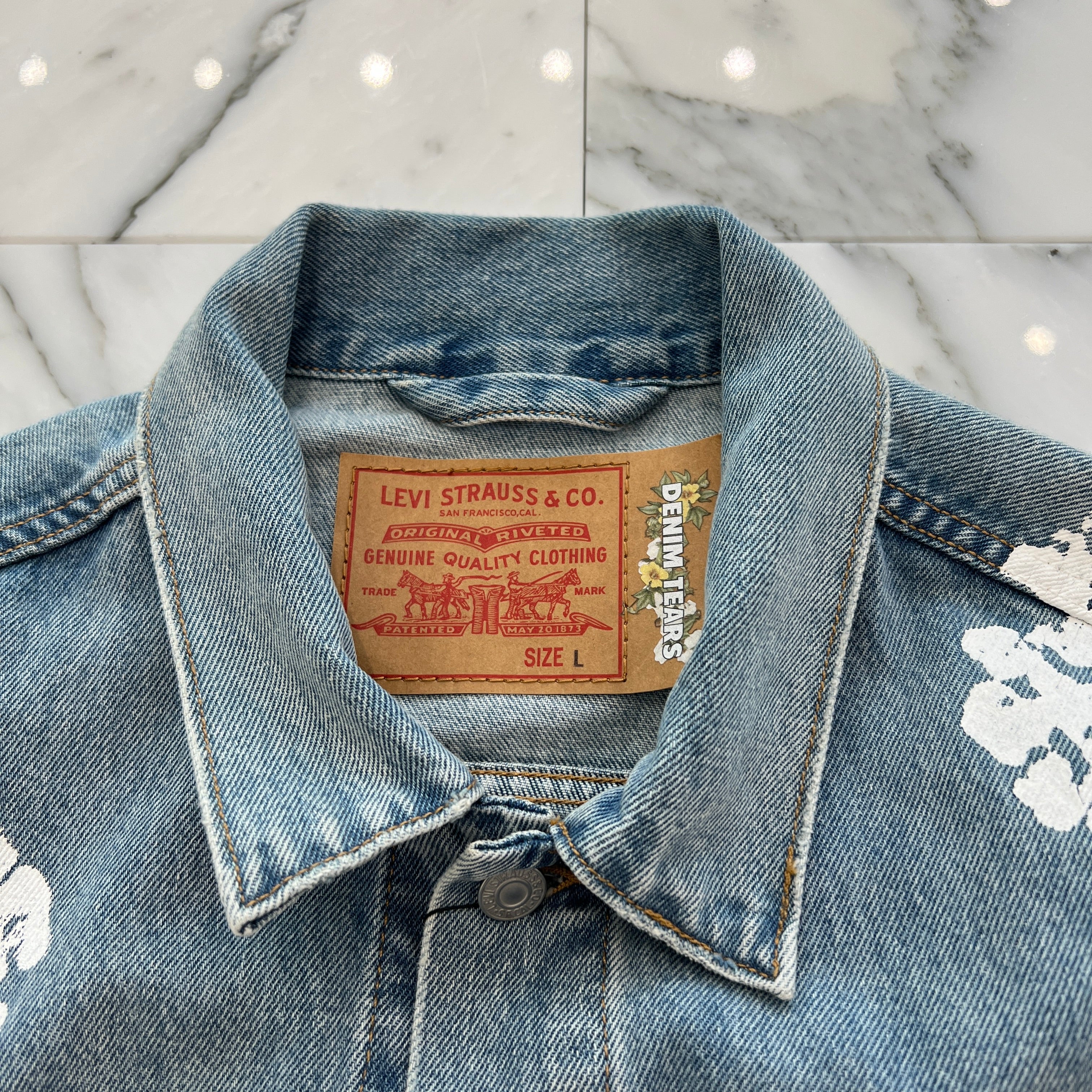 DENIM TEARS × Levi's Cotton Wreath Jeans Denim Jacket CA00342 WPL423 Size L デニムティアーズ × リーバイス コットンリースデニムジャケット サイズL