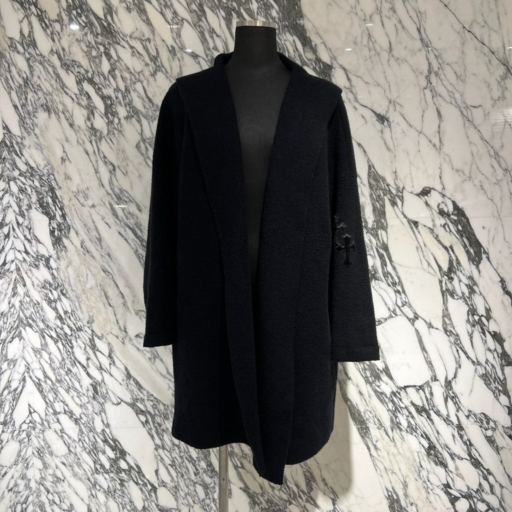 CHROME HEARTS Y NOT Leopard Harako Leather Cross Patch Knit Cardigan Coat Size SML/MED (175/96B) クロムハーツ ワイノット レオパード ハラコ レザークロスパッチ ニット カーディガン コート サイズSML/MED (175/96B)