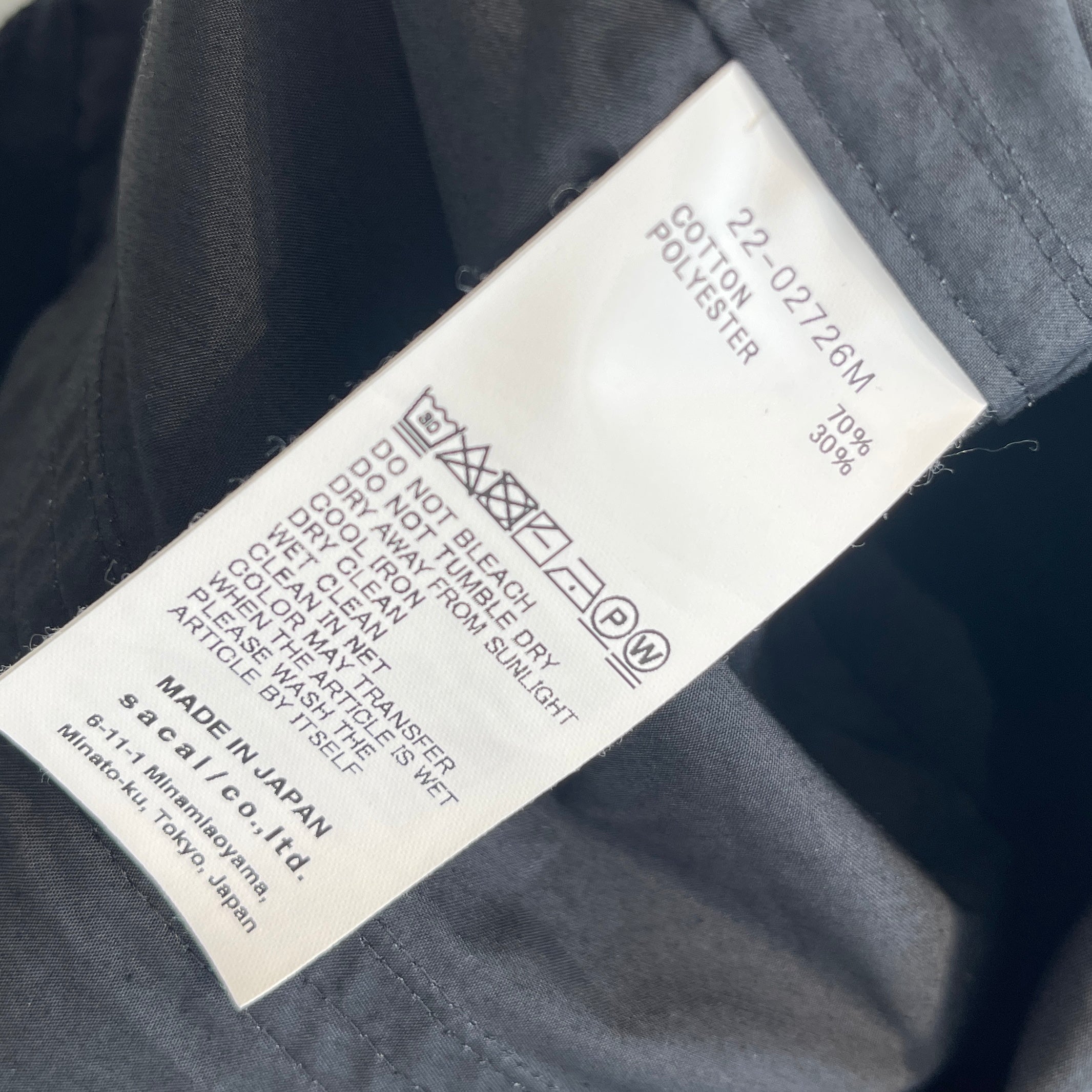 sacai 2022SS Cotton Weather Shirt 22-02726M Size 1 サカイ コットンウェザーシャツ サイズ 1