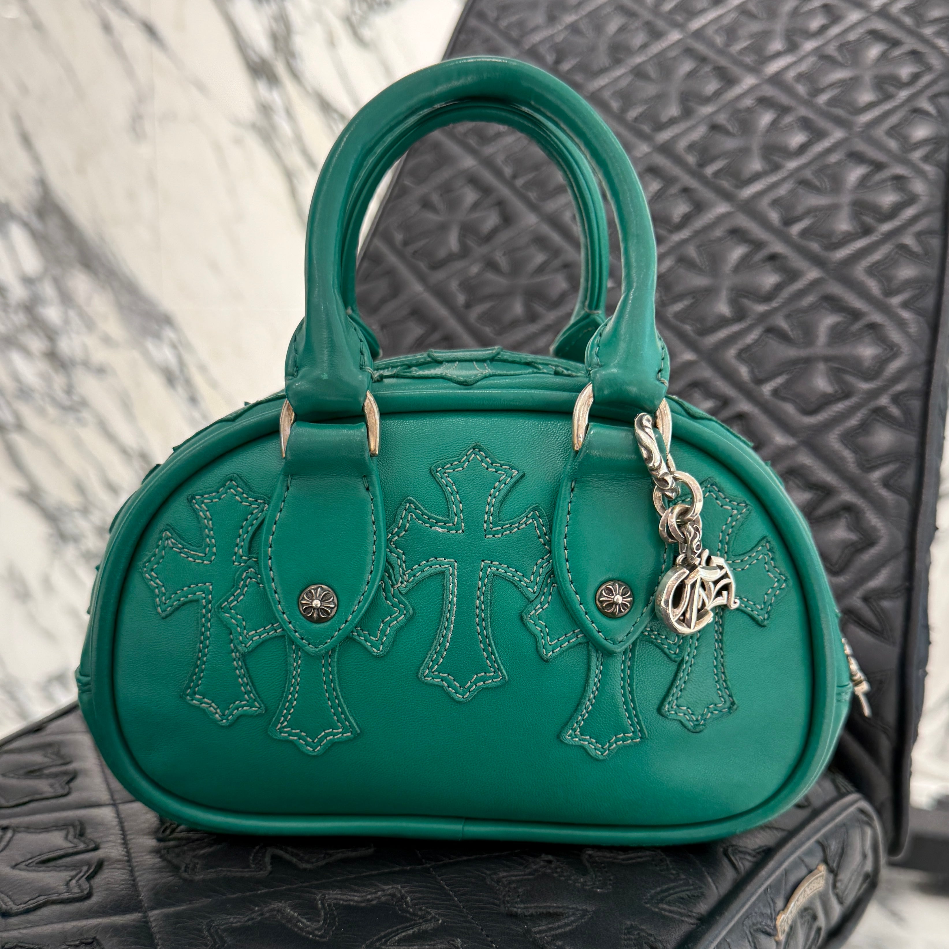 CHROME HEARTS Tiny GYM Cemetery Cross Patch Hand Bag クロム