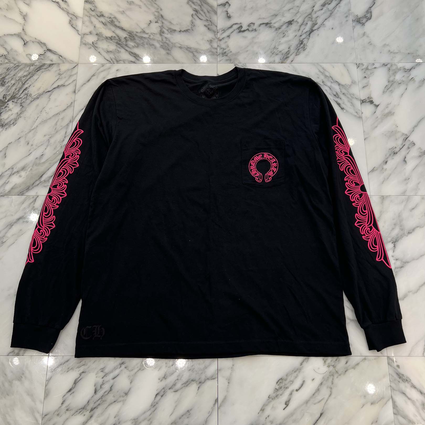 CHROME HEARTS 2025SS Floral Cross Horseshoe Long Sleeve Tee Size