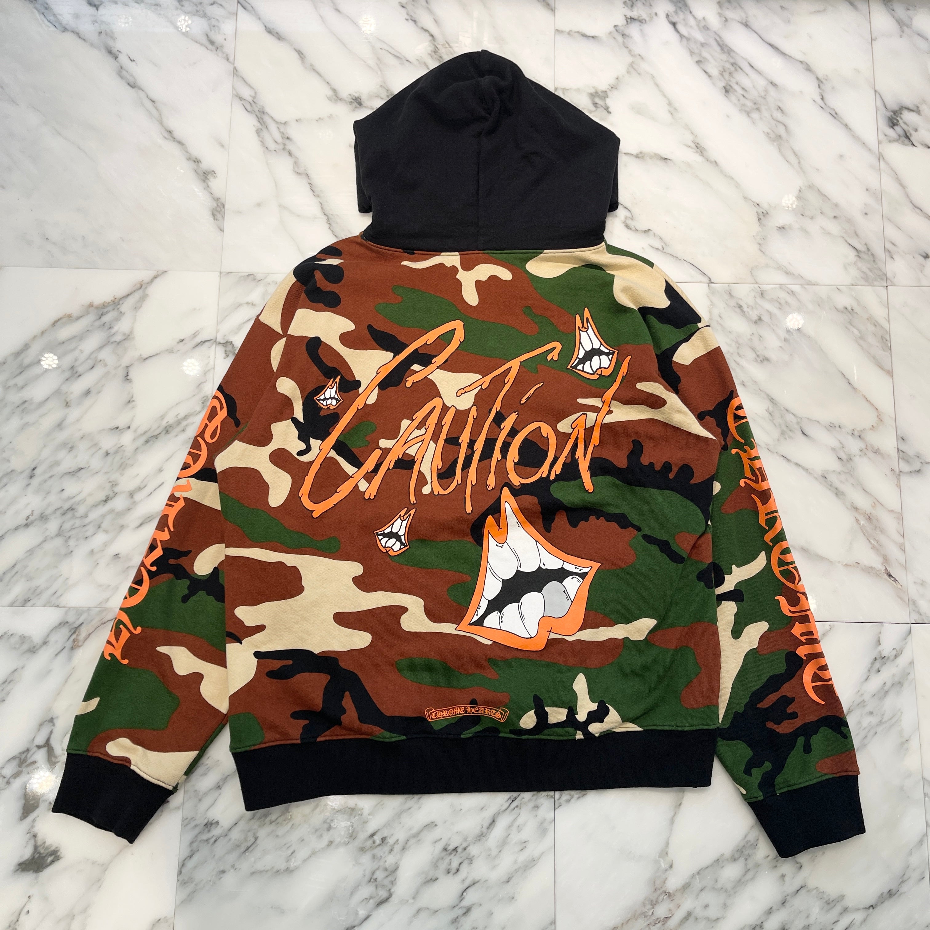 CHROME HEARTS × MATTY BOY 2022SS PPO CAUTION HD PLVR Size XL クロムハーツ × マッティボーイ コーションプルオーバーフーディ サイズ XL