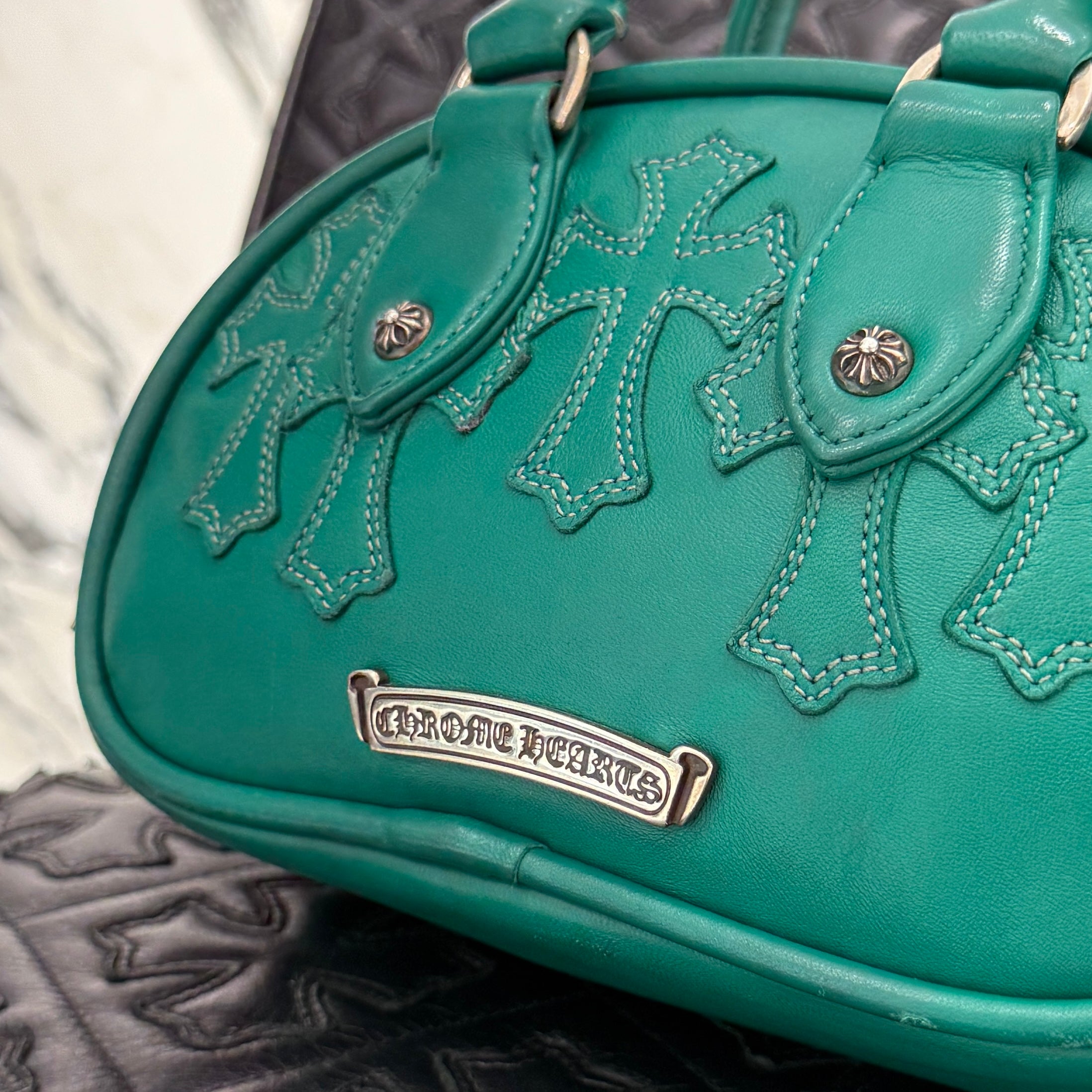 CHROME HEARTS Tiny GYM Cemetery Cross Patch Hand Bag クロムハーツ タイニージム セメタリークロスパッチ ハンドバッグ