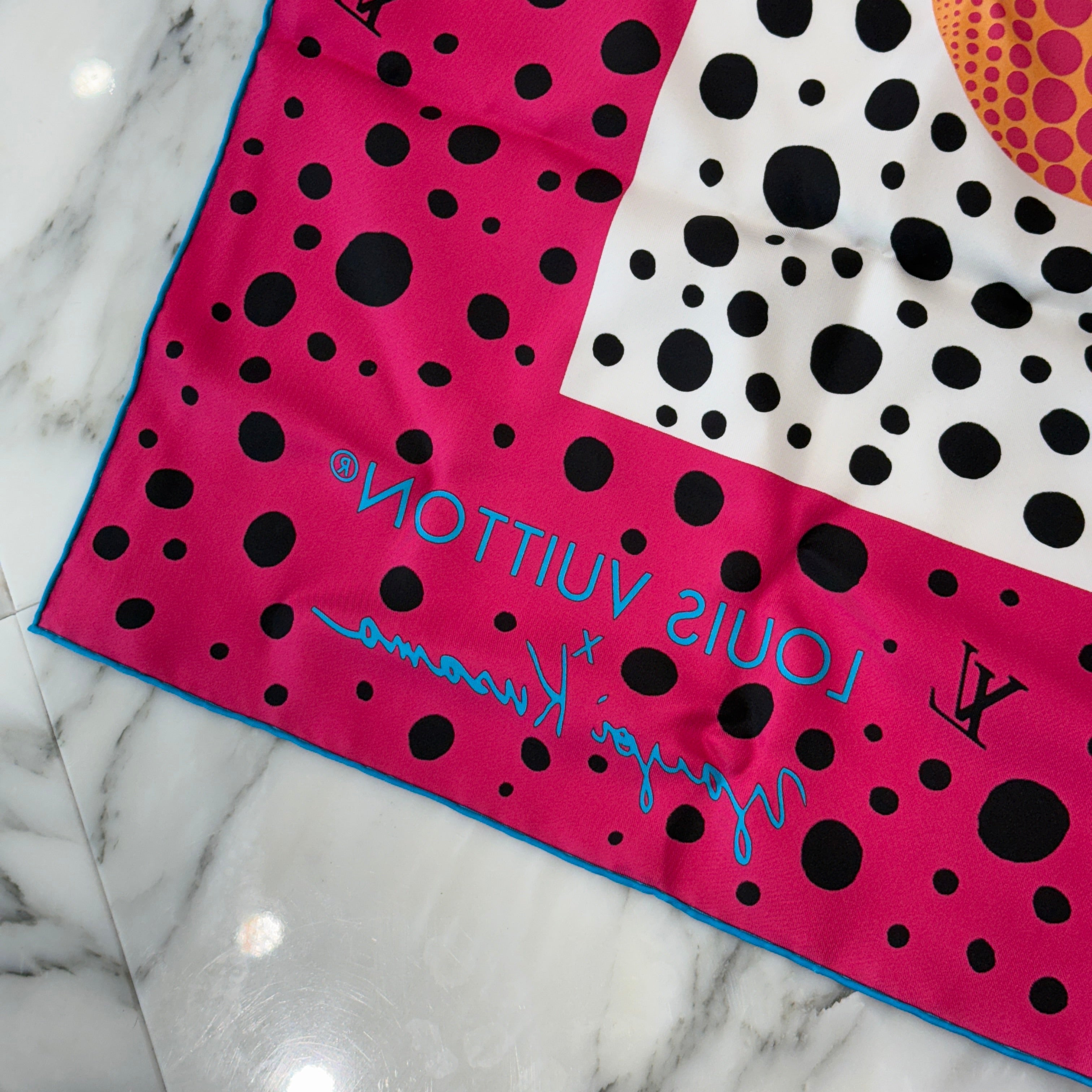 LOUIS VUITTON×草間彌生 2023SS Kare90 Pumpkin Pink Scarf Silk M78394 ルイヴィトン×草間彌生 カレ90・パンプキン ピンク スカーフ