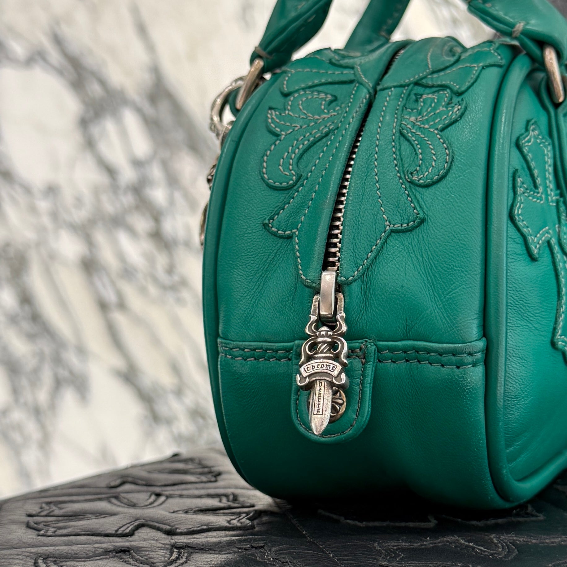 CHROME HEARTS Tiny GYM Cemetery Cross Patch Hand Bag クロムハーツ タイニージム セメタリークロスパッチ ハンドバッグ