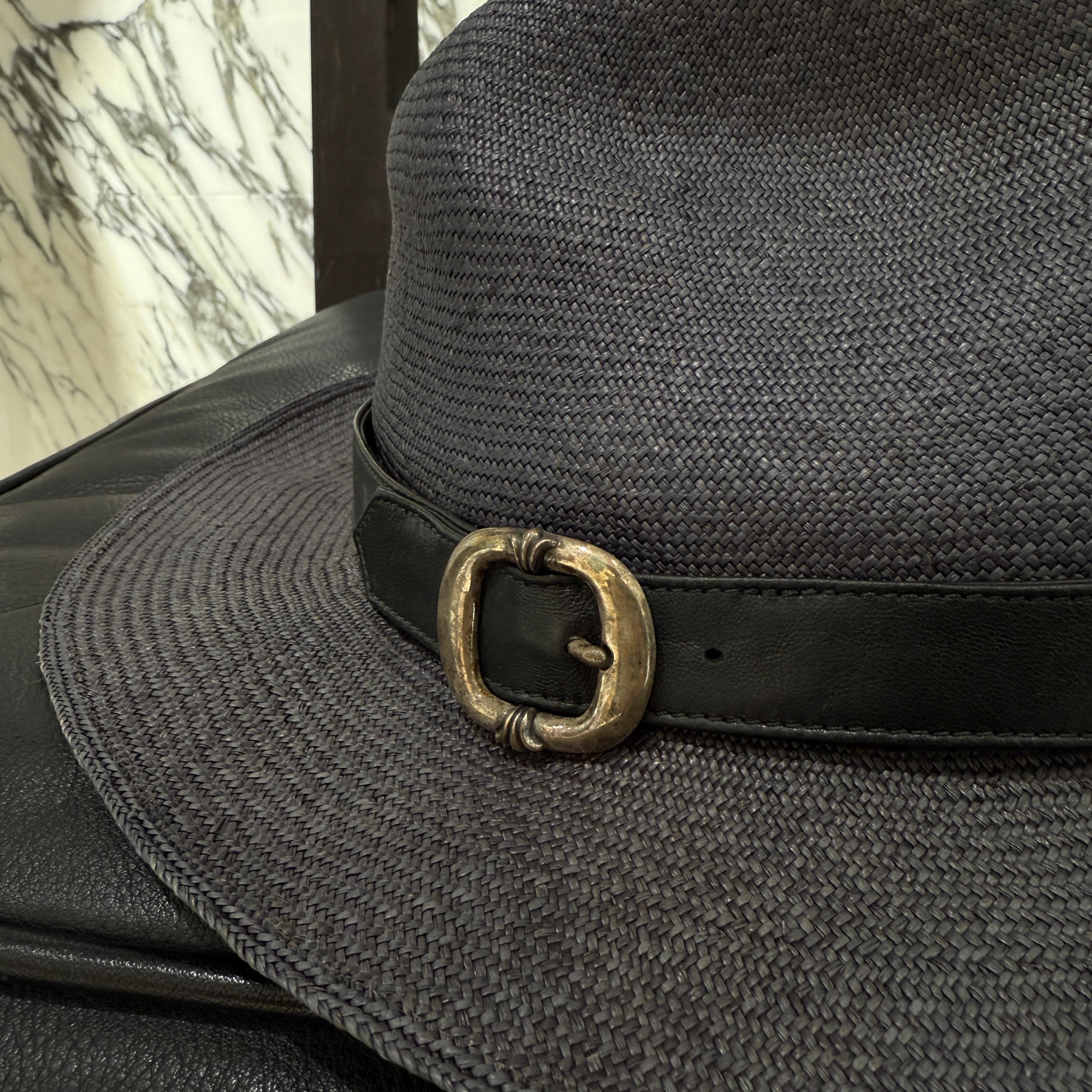 CHROME HEARTS Oval Cross Gunslinger Leather Belt Fedora Hat Size L(60.5cm) クロムハーツ オーバルクロス ガンスリンガー レザーベルト フェドラハット サイズL(60.5cm)