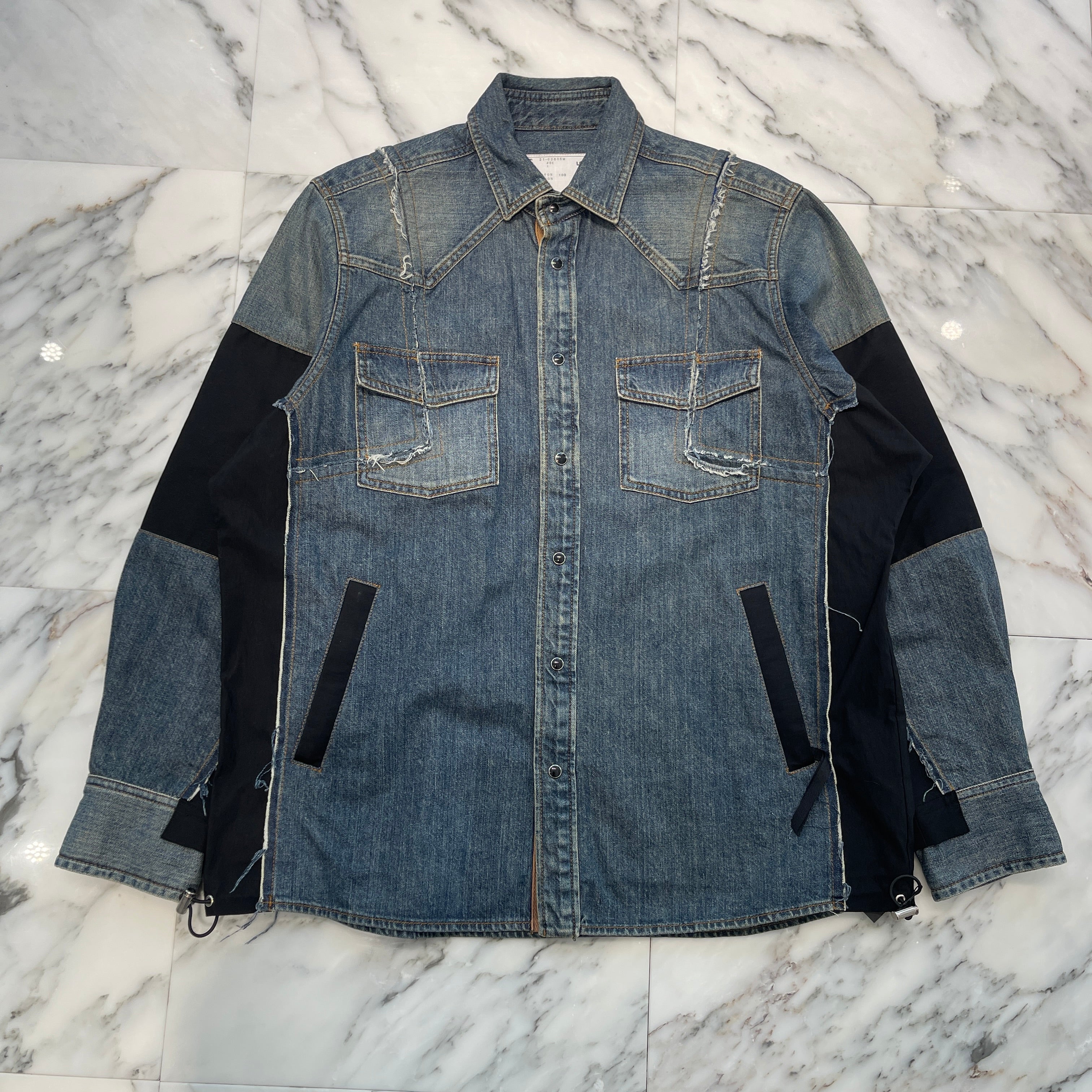 sacai 2022SS Reconstructed Denim Shirt 21-02605M Size 1 サカイ 再構築デニムシャツ サイズ1