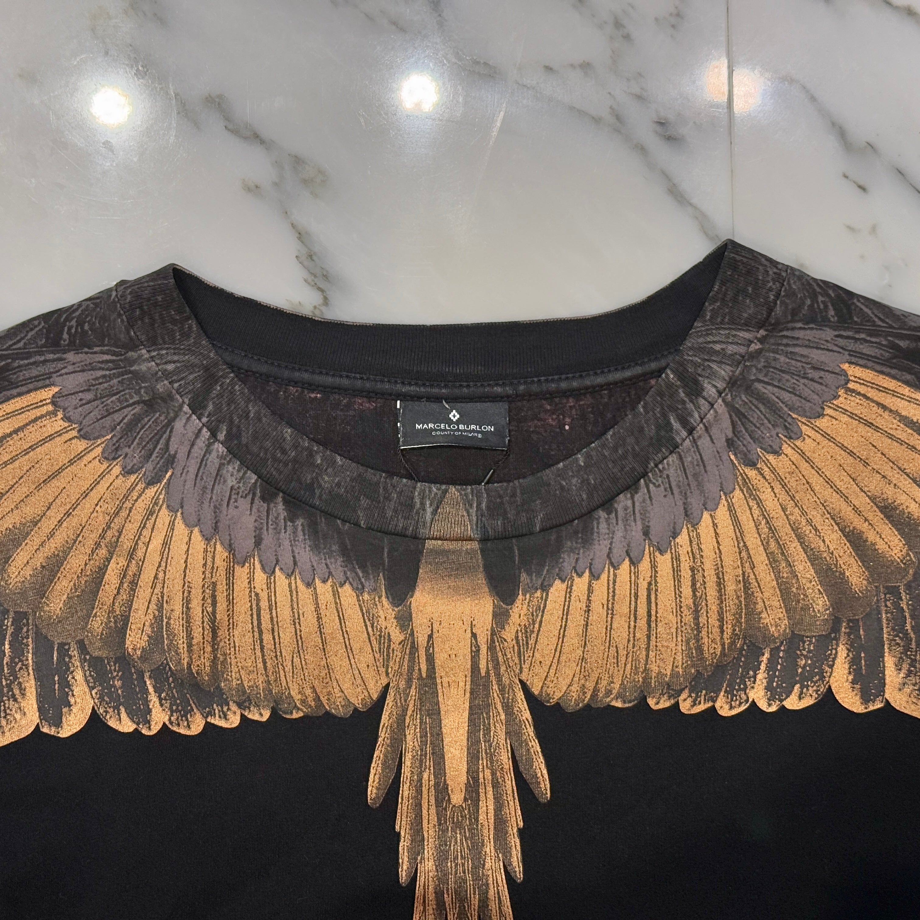 MARCELO BURLON County Of MilanI Double Wing Round Short Sleeve Tee Size S マルセロバーロン ダブルウイング ラウンド ショートスリーブ Tシャツ サイズS