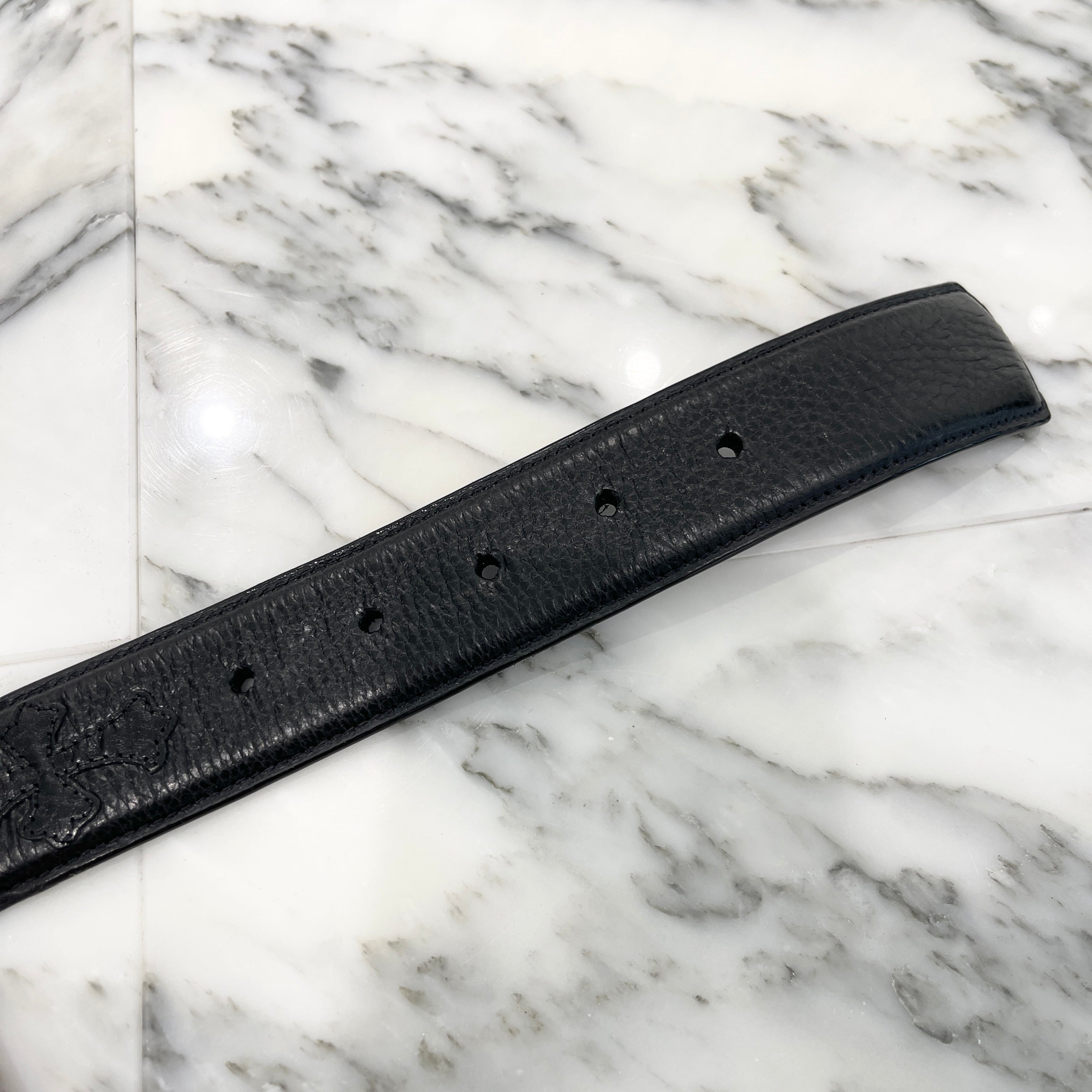 CHROME HEARTS 1.5 STRAP Cemetery Cross Leather Patch Belt Size 36 クロムハーツ 1.5ストラップ セメタリークロス レザーパッチ ベルト サイズ36