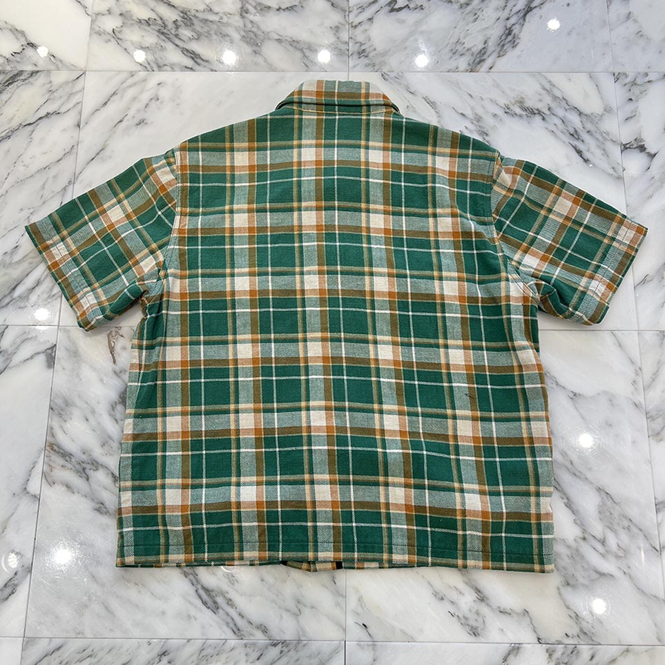 CHROME HEARTS × MATTY BOY Chomper Leather Patch Flannel Check Short Sleeve Shirt Size M クロムハーツ×マティボーイ チョンパーレザーパッチ フランネルチェック ショートスリーブシャツ サイズM