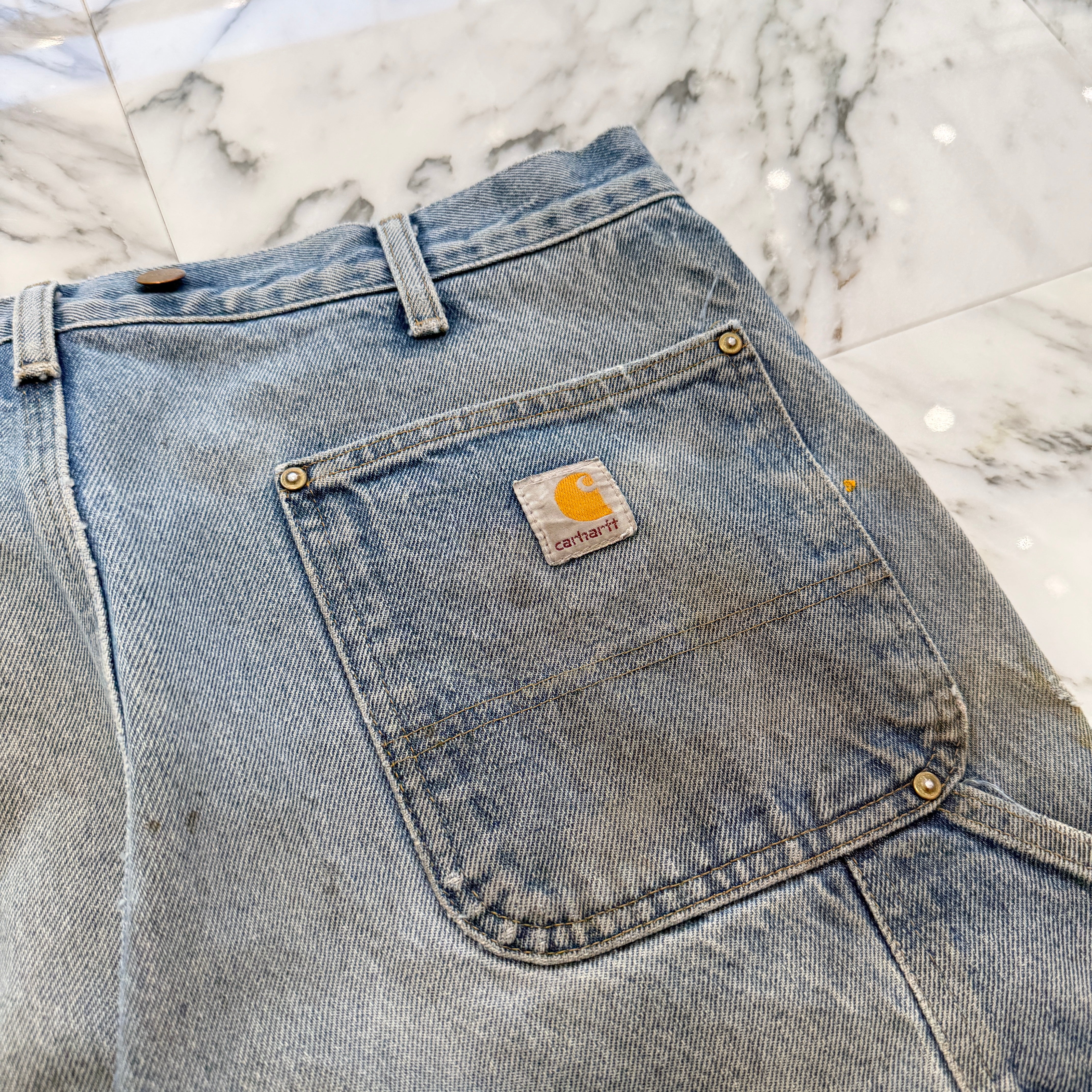 Carhartt Damage Design Double Knee Work Denim Pants Size 36×32
