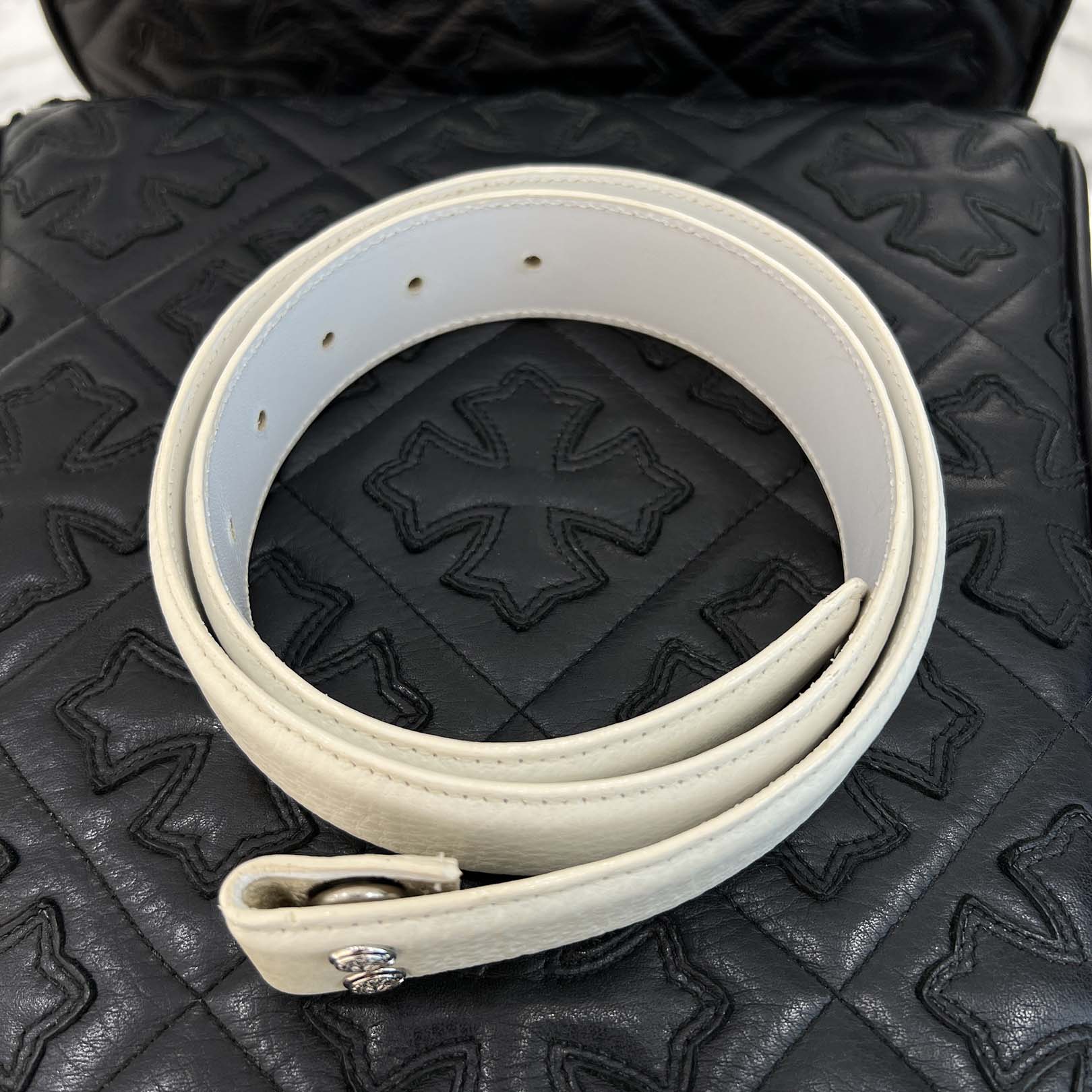 CHROME HEARTS 1.5 STRAP Horseshoe Rivet Leather Belt Size 32 クロムハーツ 1.5ストラップ ホースシューリベット レザーベルト サイズ32