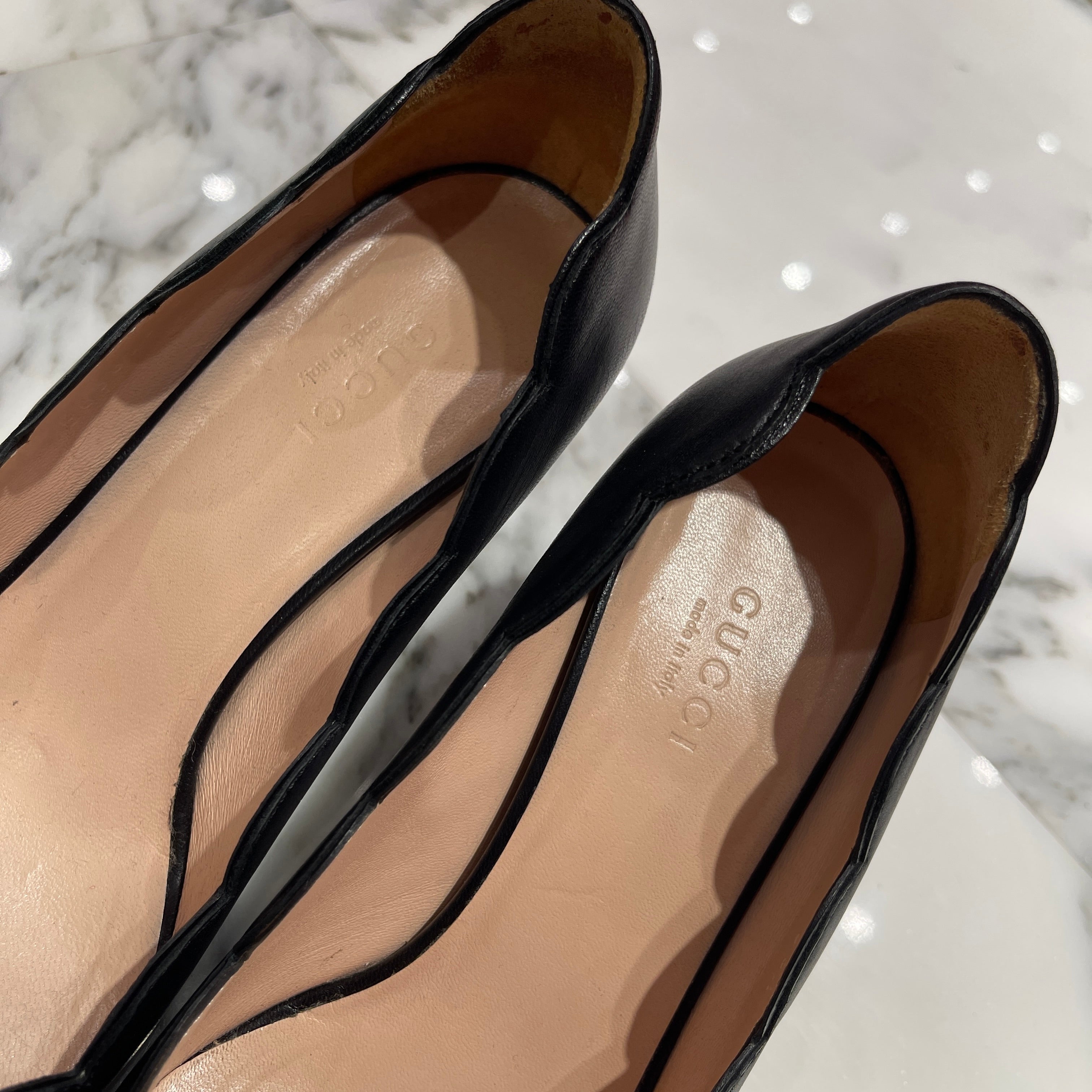 GUCCI Fake Pearl Leather Pumps 565856 Size 36 グッチ フェイクパール レザーパンプス サイズ36