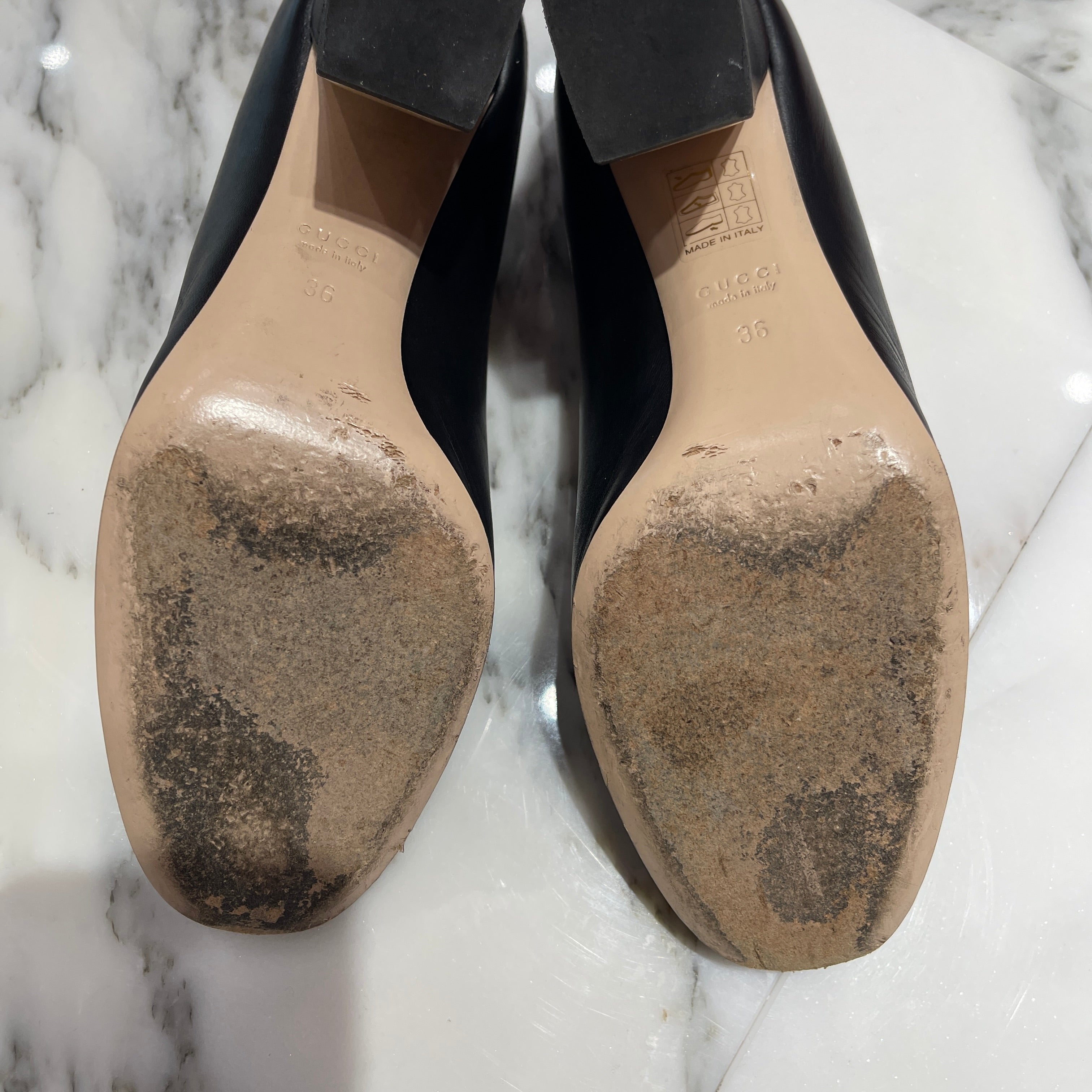 GUCCI Fake Pearl Leather Pumps 565856 Size 36 グッチ フェイクパール レザーパンプス サイズ36