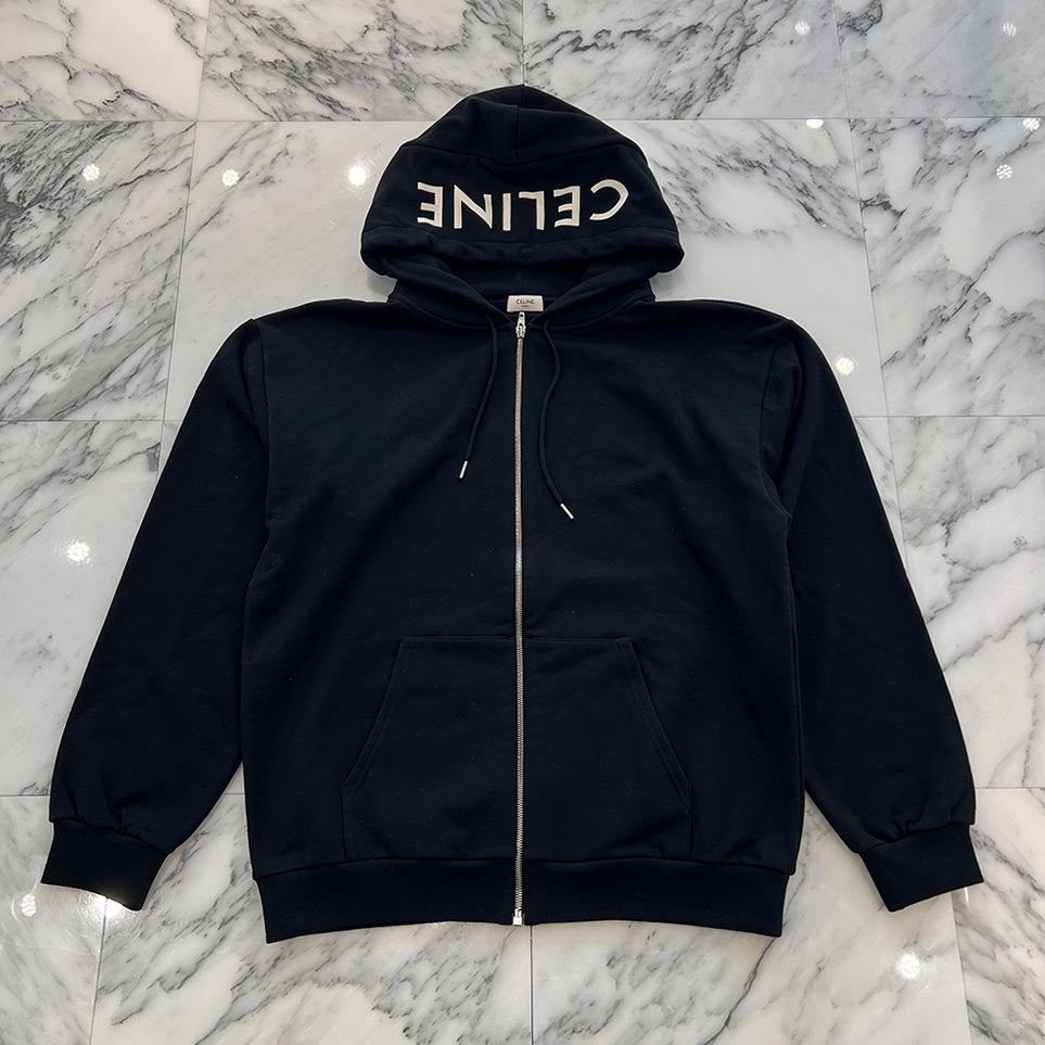 CELINE 2021SS Hooded Logo Zip Up Cotton Hoodie 2Y497052H Size XL セリーヌ フーデッドロゴ ジップアップ フーディ サイズXL