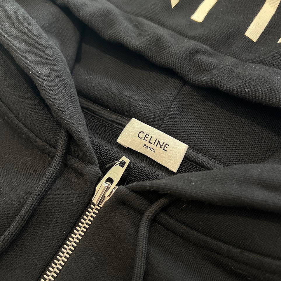 CELINE 2021SS Hooded Logo Zip Up Cotton Hoodie 2Y497052H Size XL