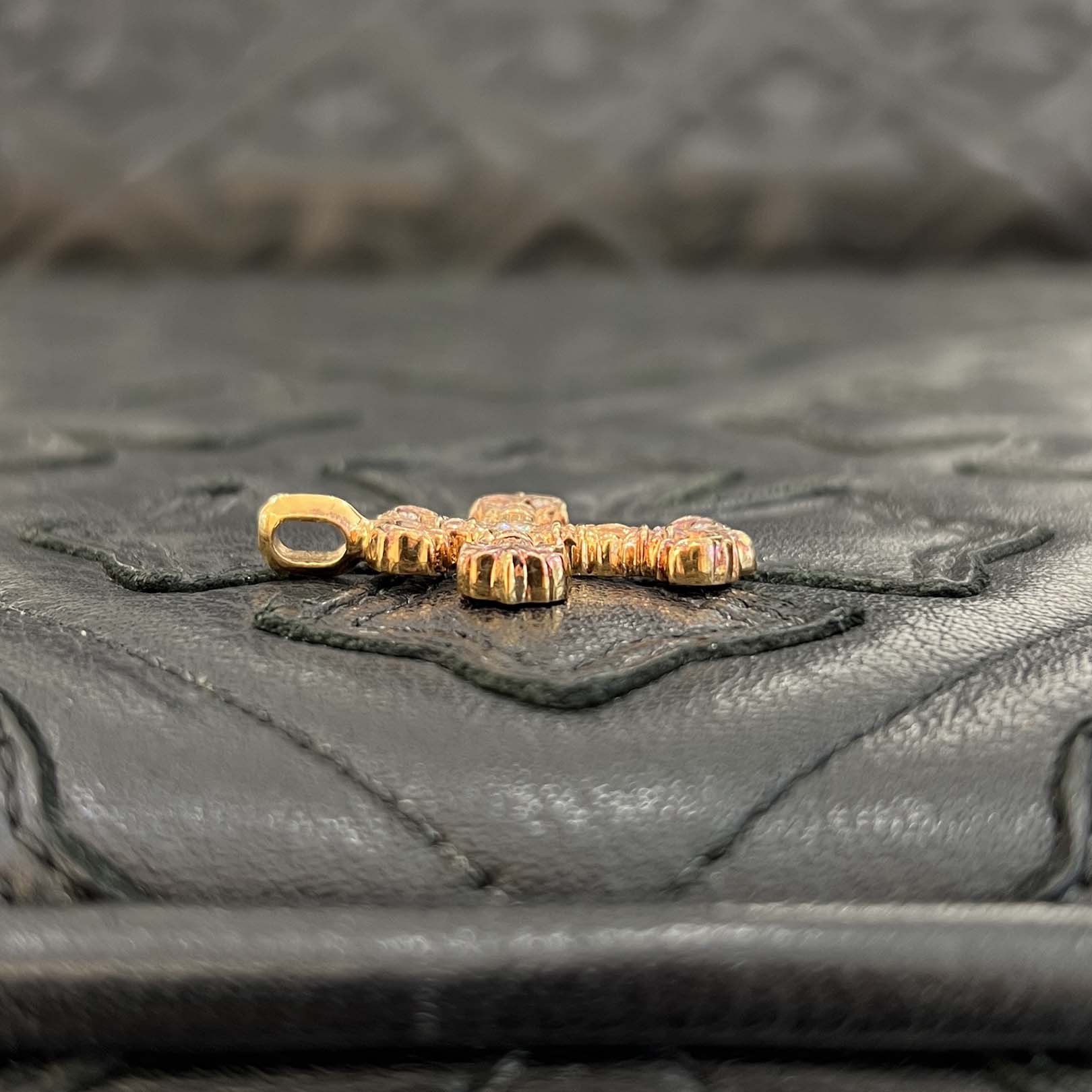 CHROME HEARTS 22K Tiny Filigree Cross Pave Diamond Pendent Top クロムハーツ 22K タイニー フィリグリークロス パヴェダイヤモンド ペンダント トップ