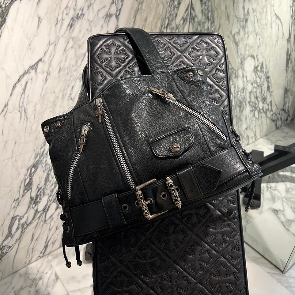 CHROME HEARTS JJ Dean Leather Riders Hand Bag Large クロムハーツ JJ ディーン レザー ライダース ハンドバッグ ラージ