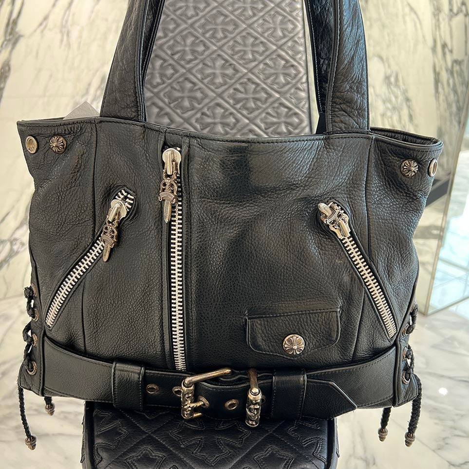 CHROME HEARTS JJ Dean Leather Riders Hand Bag Large クロムハーツ JJ ディーン レザー ライダース ハンドバッグ ラージ