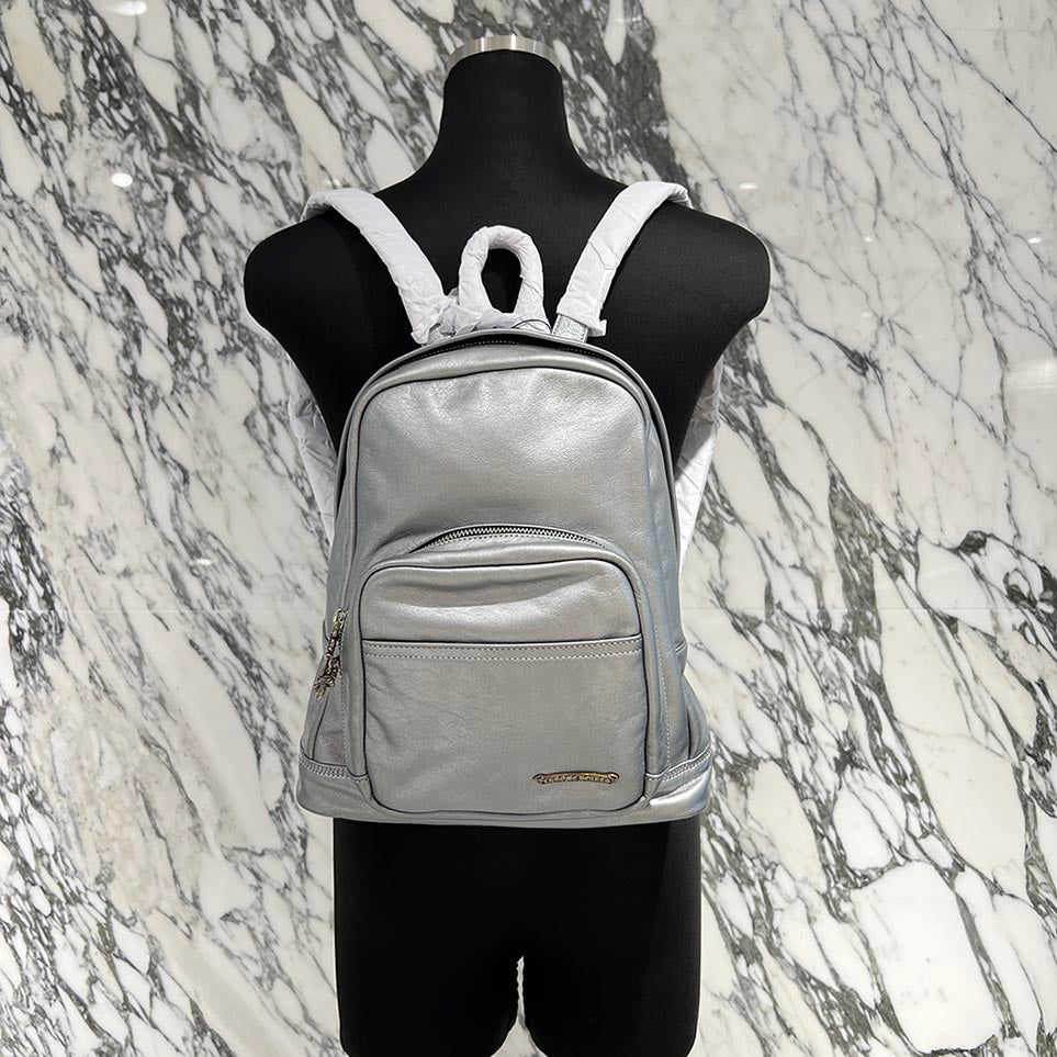 CHROME HEARTS 7TH GRADE Metallic Silver Leather Back Pack クロムハーツ セブンスグレード メタリックシルバー レザーバックパック