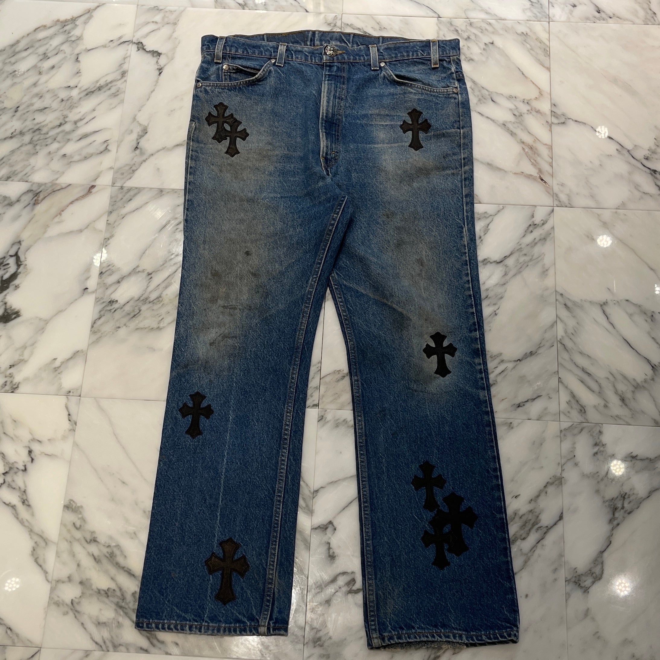 CHROME HEARTS × Levi's 517 VNTG Cross Leather Patch Jeans Size 38 クロムハーツ × リーバイス 517 ヴィンテージ クロスレザーパッチ ジーンズ デニムパンツ サイズ38