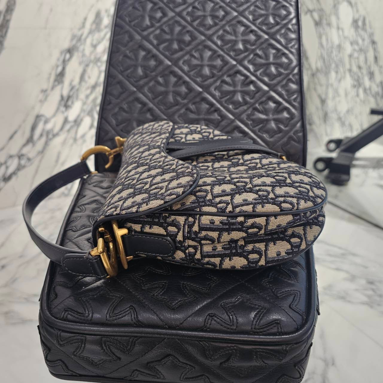 DIOR Christian Dior Oblique Jacquard Saddle Mini Bag M0455CTZQ_M928 ディオール クリスチャンディオール オブリーク ジャカード サドル ミニバッグ