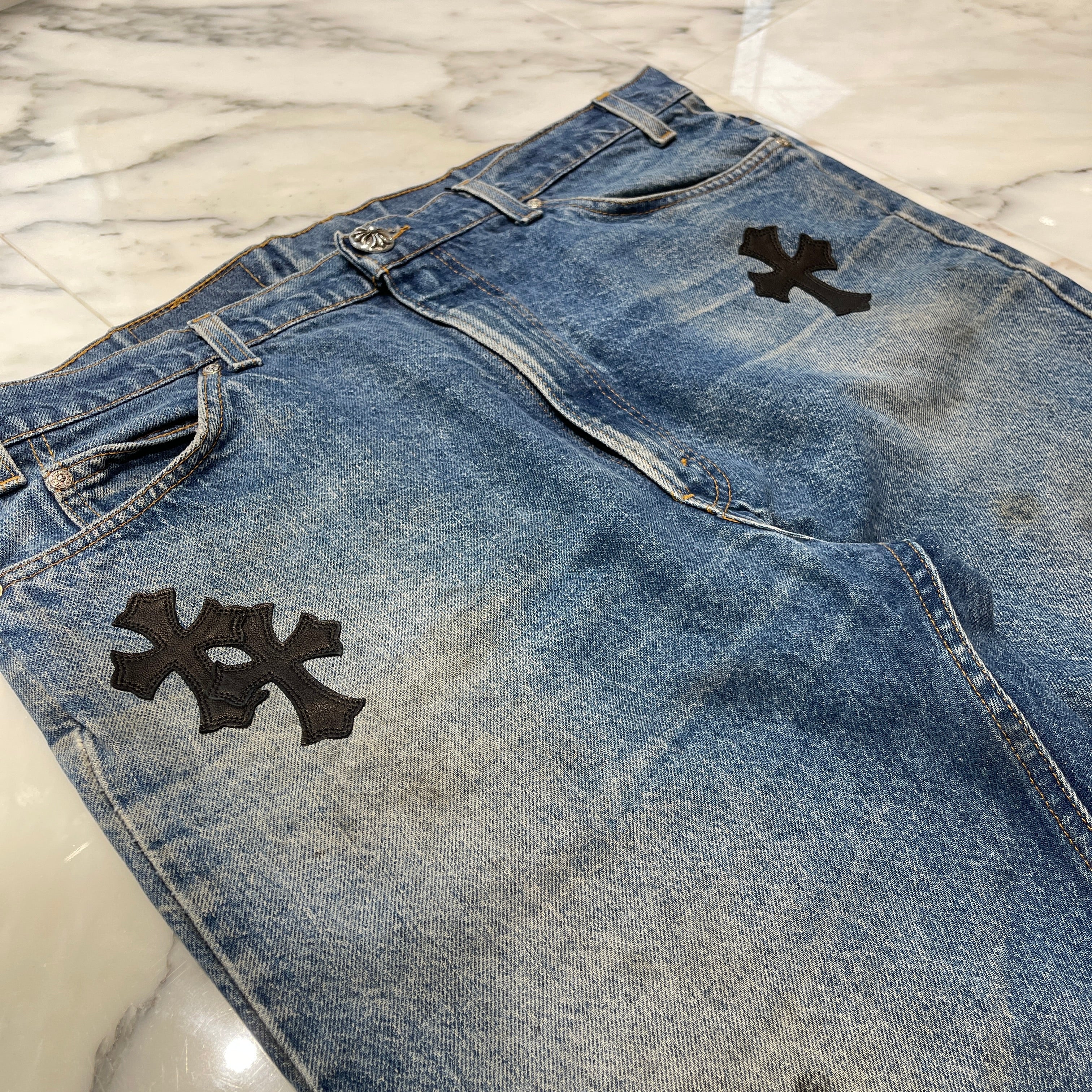 CHROME HEARTS × Levi's 517 VNTG Cross Leather Patch Jeans Size 38