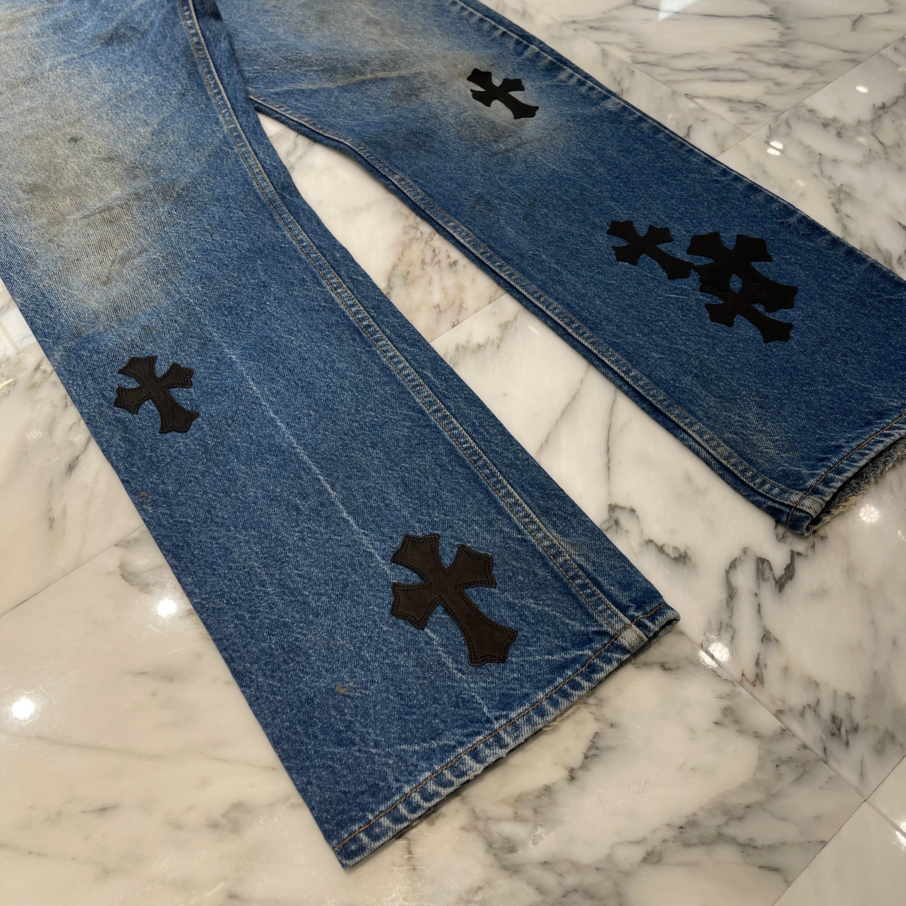 CHROME HEARTS × Levi's 517 VNTG Cross Leather Patch Jeans Size 38 クロムハーツ × リーバイス 517 ヴィンテージ クロスレザーパッチ ジーンズ デニムパンツ サイズ38
