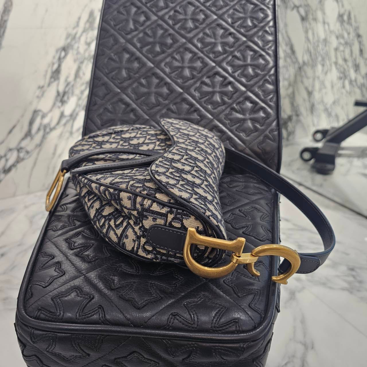 DIOR Christian Dior Oblique Jacquard Saddle Mini Bag M0455CTZQ_M928 ディオール クリスチャンディオール オブリーク ジャカード サドル ミニバッグ