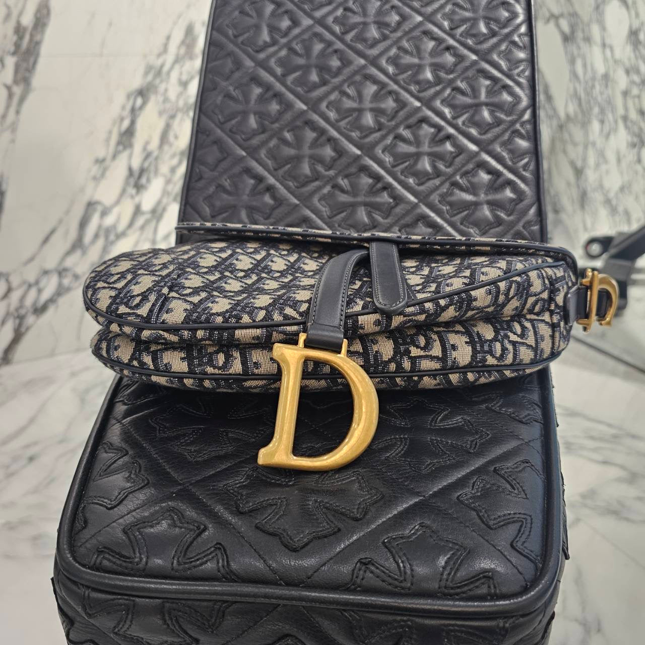 DIOR Christian Dior Oblique Jacquard Saddle Mini Bag M0455CTZQ_M928 ディオール クリスチャンディオール オブリーク ジャカード サドル ミニバッグ