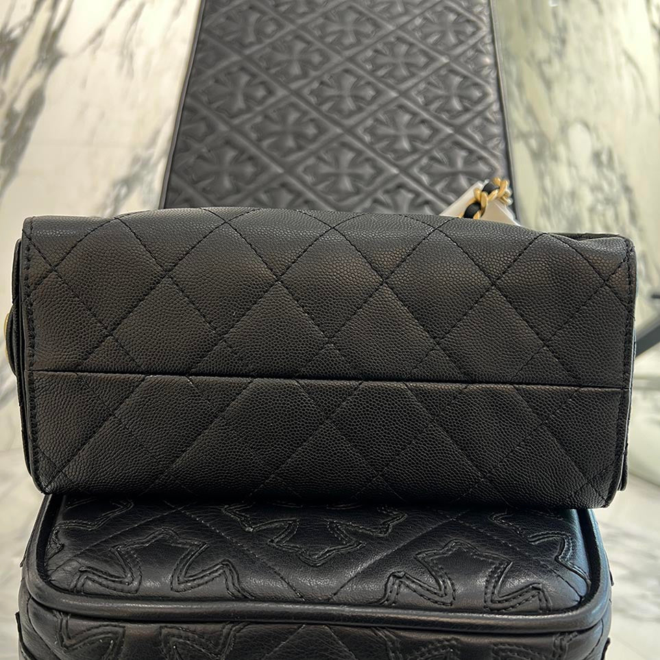 CHANEL Caviar Skin Leather Quilted Chanel 25 Mini Handbag AS5631
