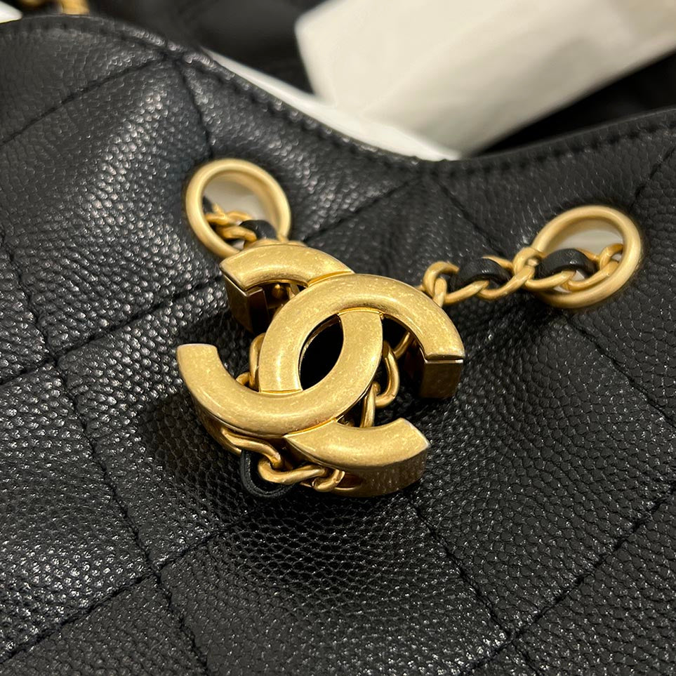 CHANEL Caviar Skin Leather Quilted Chanel 25 Mini Handbag AS5631