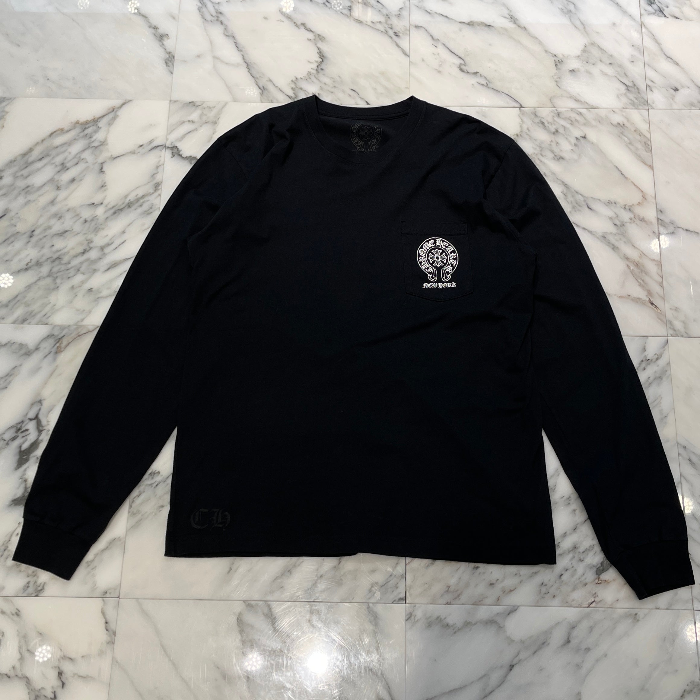 CHROME HEARTS NEW YORK Limited Floral Cross Horseshoe Long Sleeve Tee Size M クロムハーツ ニューヨーク限定 フローラルクロス ホースシュー ロングスリーブTシャツ サイズM