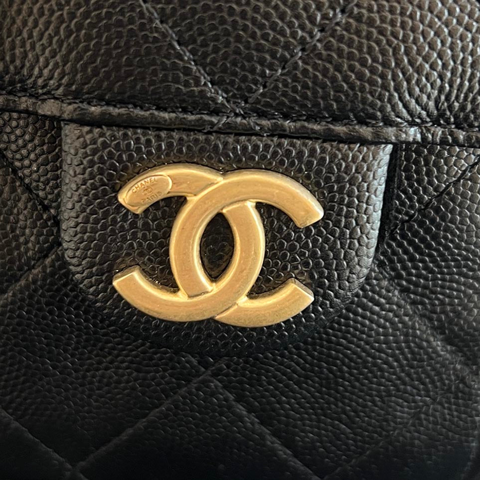 CHANEL Caviar Skin Leather Quilted Chanel 25 Mini Handbag AS5631