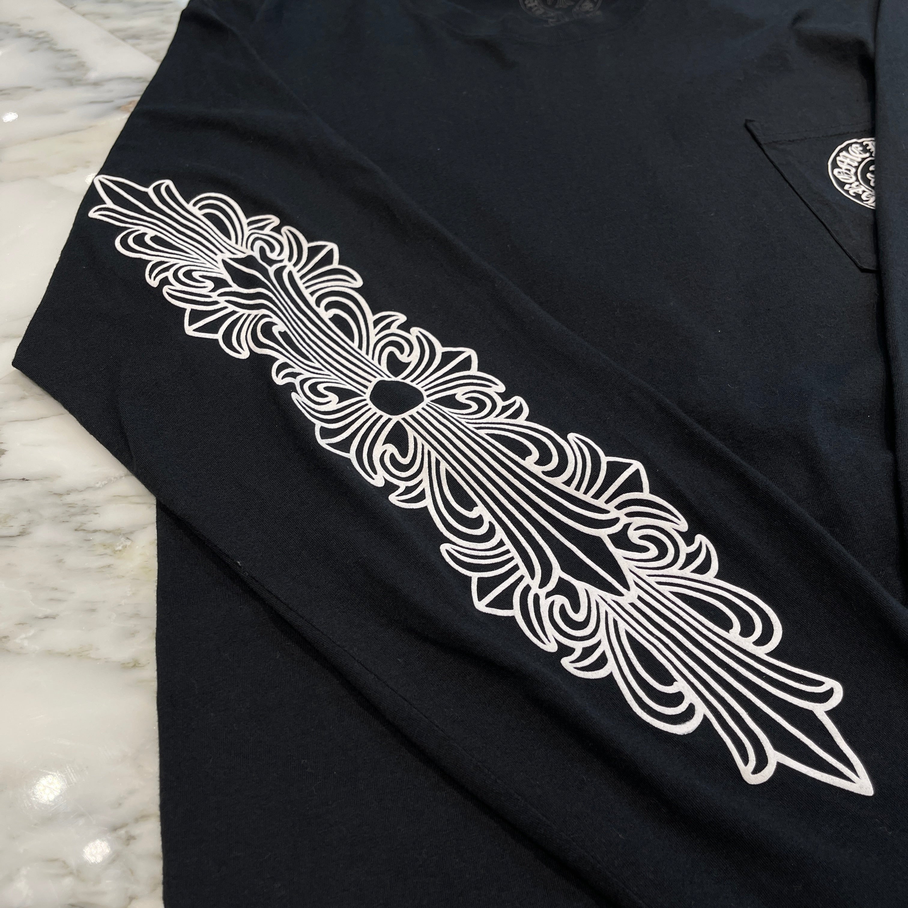 CHROME HEARTS NEW YORK Limited Floral Cross Horseshoe Long Sleeve Tee Size M クロムハーツ ニューヨーク限定 フローラルクロス ホースシュー ロングスリーブTシャツ サイズM