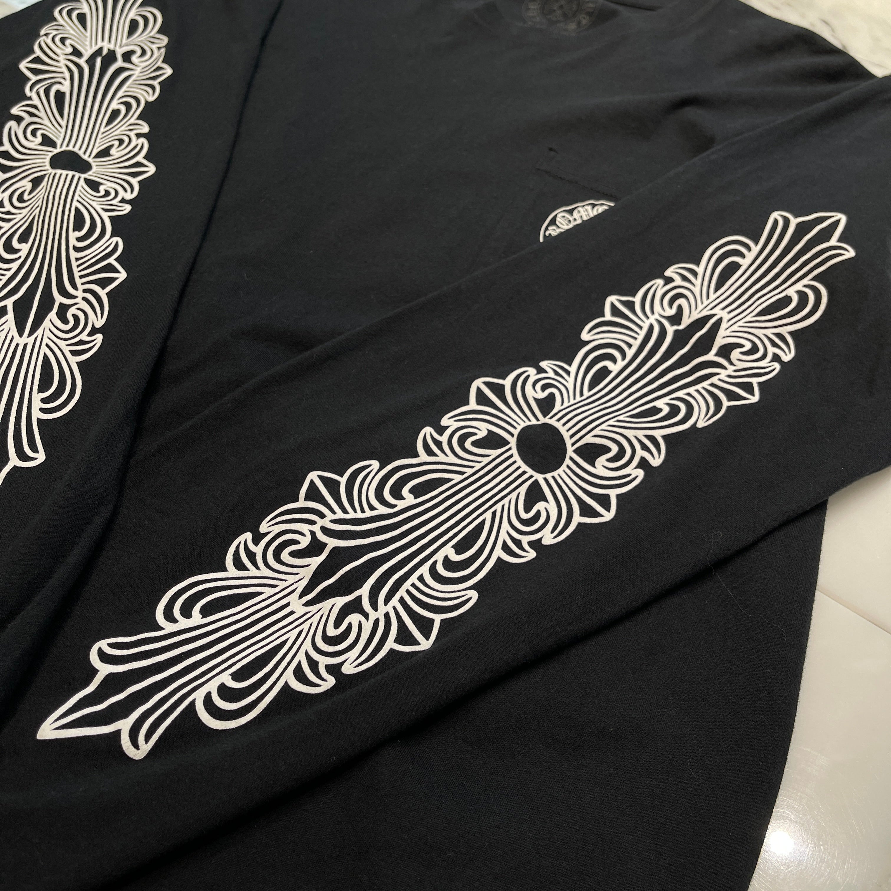 CHROME HEARTS NEW YORK Limited Floral Cross Horseshoe Long Sleeve Tee Size M クロムハーツ ニューヨーク限定 フローラルクロス ホースシュー ロングスリーブTシャツ サイズM