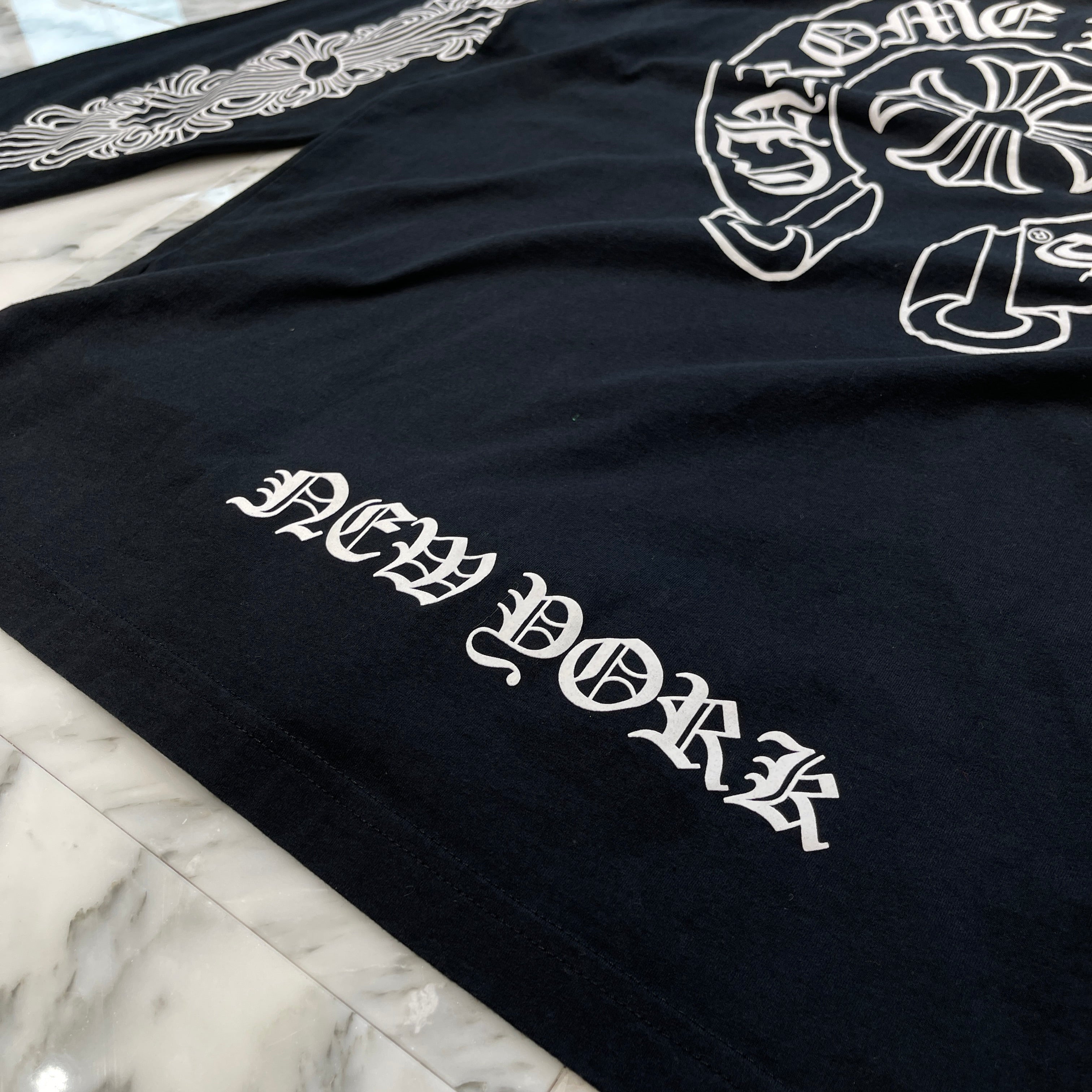 CHROME HEARTS NEW YORK Limited Floral Cross Horseshoe Long Sleeve Tee Size M クロムハーツ ニューヨーク限定 フローラルクロス ホースシュー ロングスリーブTシャツ サイズM
