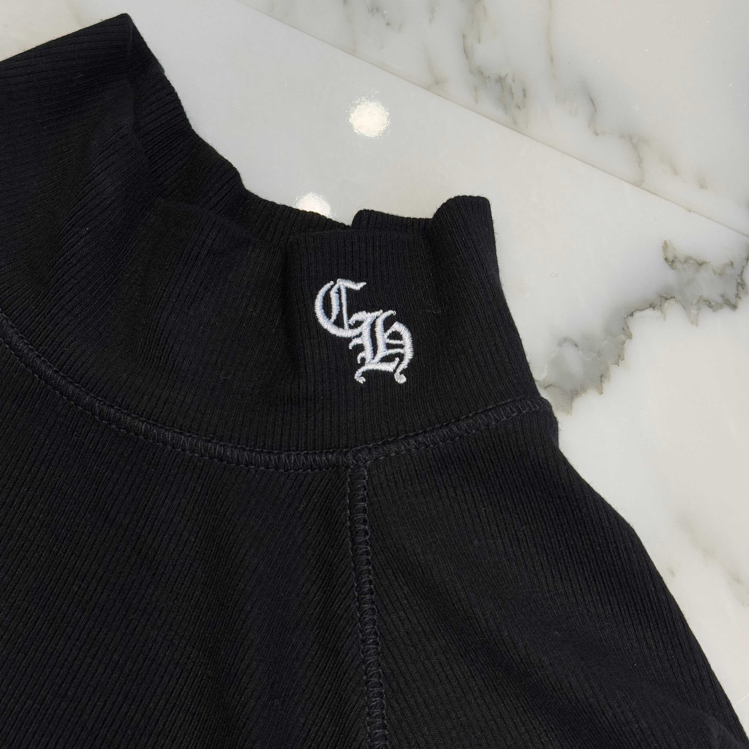 CHROME HEARTS Y NOT Slim Fit CH Logo Embroidery Thermal Rayon Mock Neck Tee Size S クロムハーツ ワイノット スリムフィット CHロゴ刺繍サーマルレイヨン モックネック Tシャツ サイズS