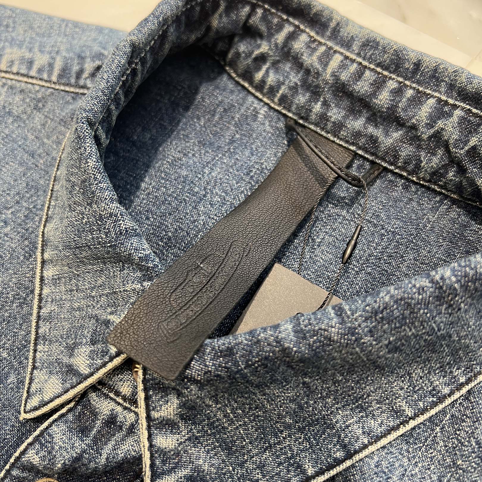 CHROME HEARTS Y NOT Cross Ball Button LAST BITE Denim Shirt Size L クロムハーツ ワイノット クロスボールボタン ラストバイト デニムシャツ サイズL