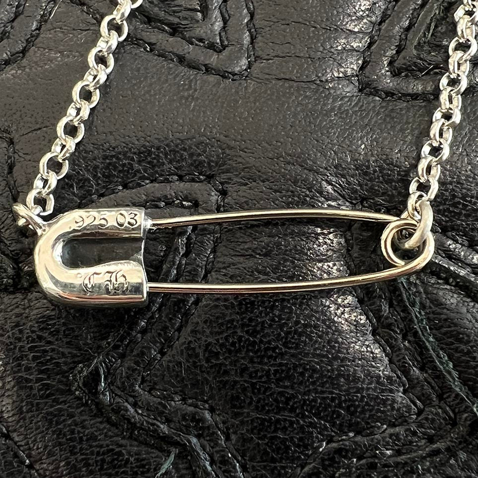 CHROME HEARTS Safety Pin 1 Diamond Roll Chain Necklace Size 18Inch クロムハーツ セーフティピン 1ダイヤモンド ロールチェーン ネックレス 18インチ