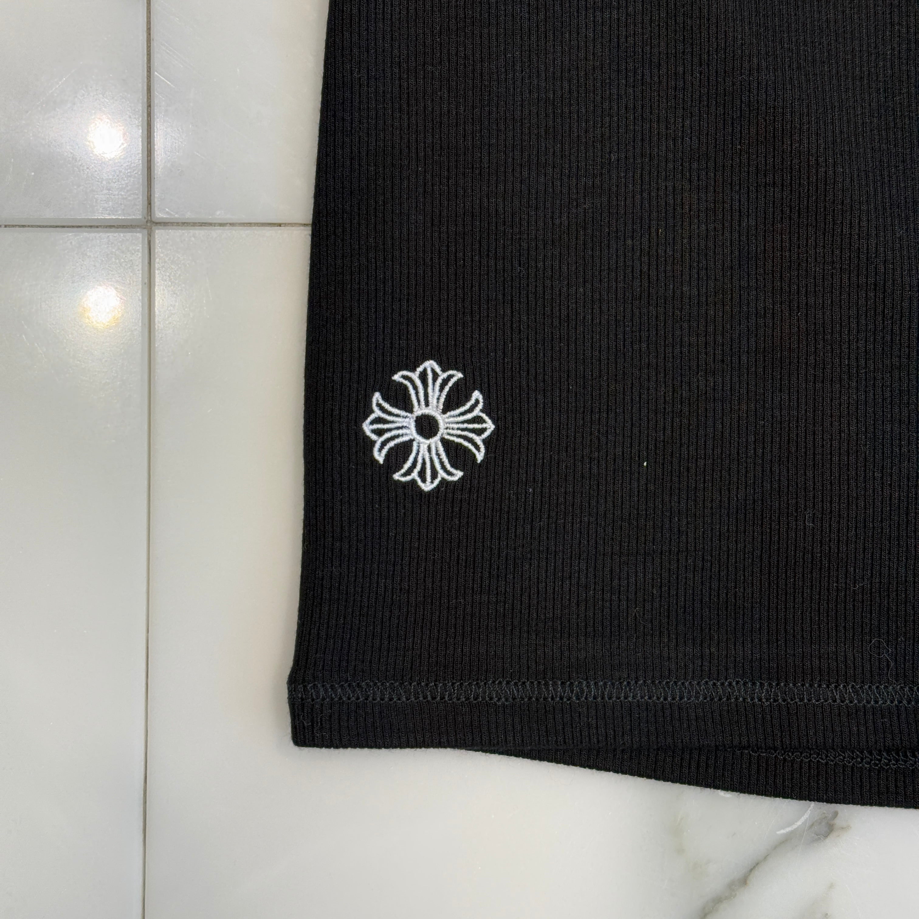 CHROME HEARTS Y NOT Slim Fit CH Logo Embroidery Thermal Rayon Mock Neck Tee Size S クロムハーツ ワイノット スリムフィット CHロゴ刺繍サーマルレイヨン モックネック Tシャツ サイズS