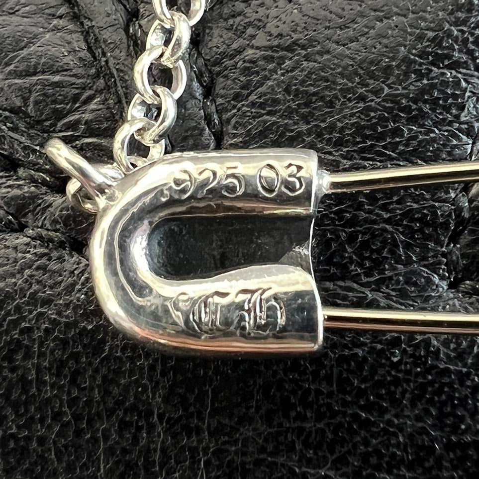 CHROME HEARTS Safety Pin 1 Diamond Roll Chain Necklace Size 18Inch クロムハーツ セーフティピン 1ダイヤモンド ロールチェーン ネックレス 18インチ