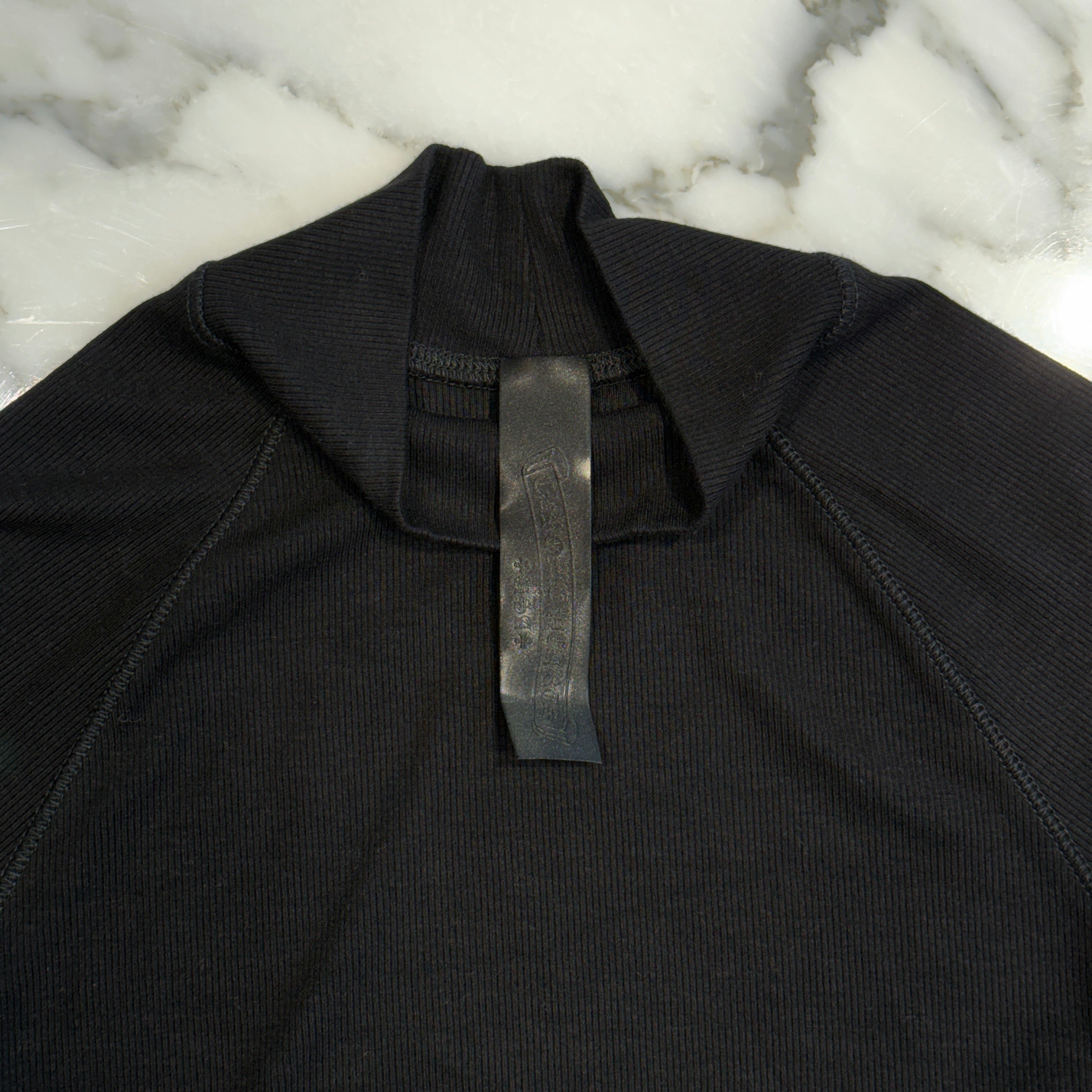 CHROME HEARTS Y NOT Slim Fit CH Logo Embroidery Thermal Rayon Mock Neck Tee Size S クロムハーツ ワイノット スリムフィット CHロゴ刺繍サーマルレイヨン モックネック Tシャツ サイズS