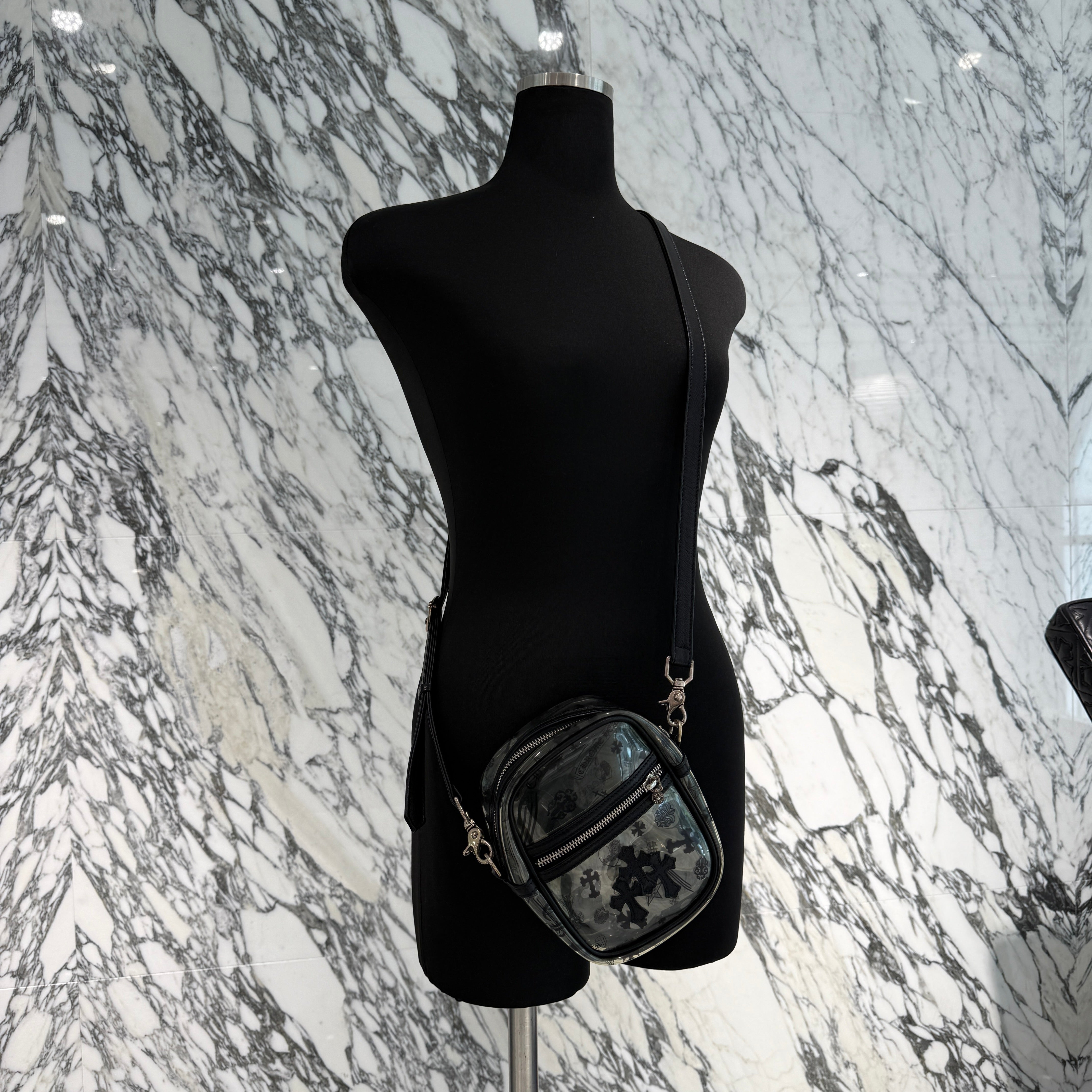 CHROME HEARTS TAKAMINI PVC 3 Cemetery Cross Patch Leather Shoulder Bag クロムハーツ タカミニ PVC 3セメタリークロスパッチ レザーショルダーバッグ