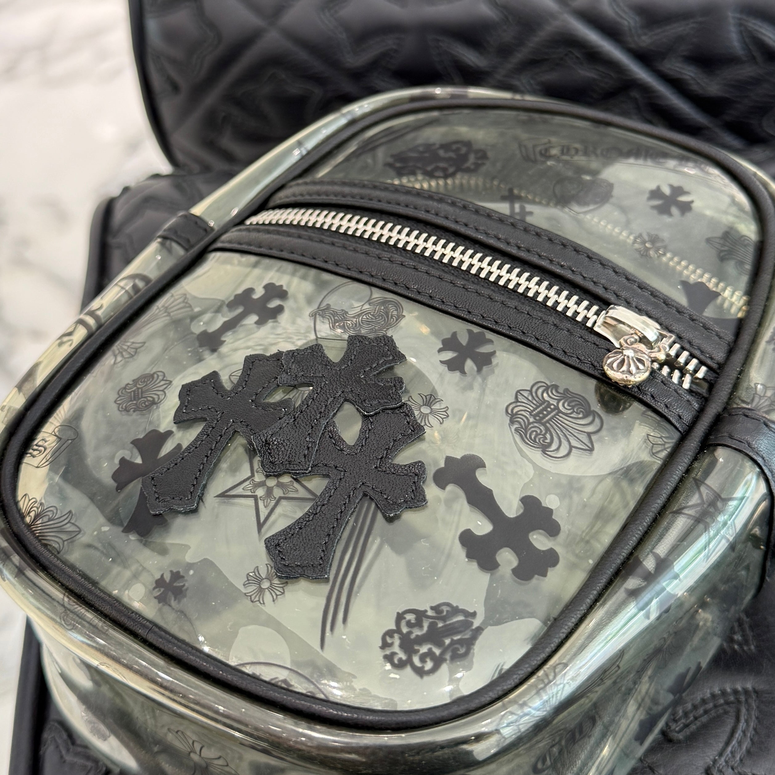 CHROME HEARTS TAKAMINI PVC 3 Cemetery Cross Patch Leather Shoulder Bag クロムハーツ タカミニ PVC 3セメタリークロスパッチ レザーショルダーバッグ