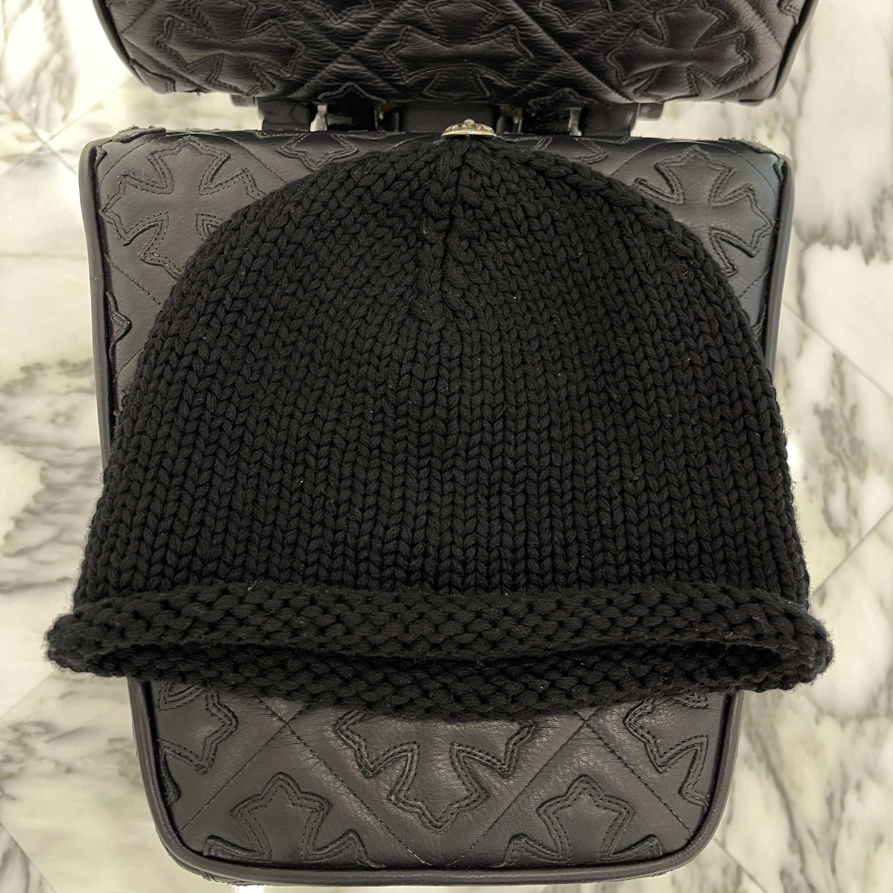 CHROME HEARTS Cashmere Leather 1 Cross Patch Beanie Size ONE SIZE（53-60） クロムハーツ カシミヤ レザー 1クロスパッチ ビーニー サイズONE SIZE（53-60）