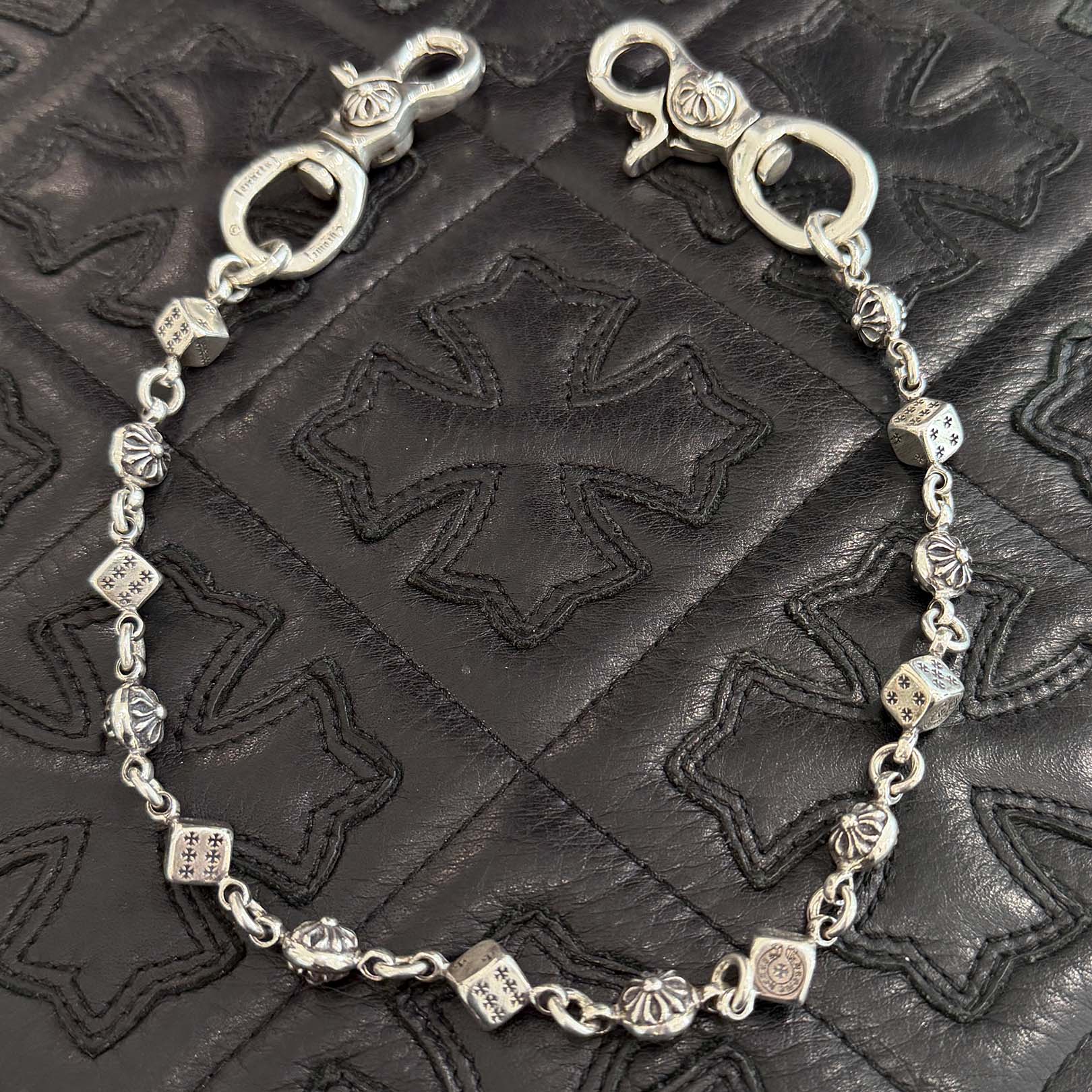 CHROME HEARTS 2 Clip Dice Cross Ball Wallet Chain 14 Link クロム