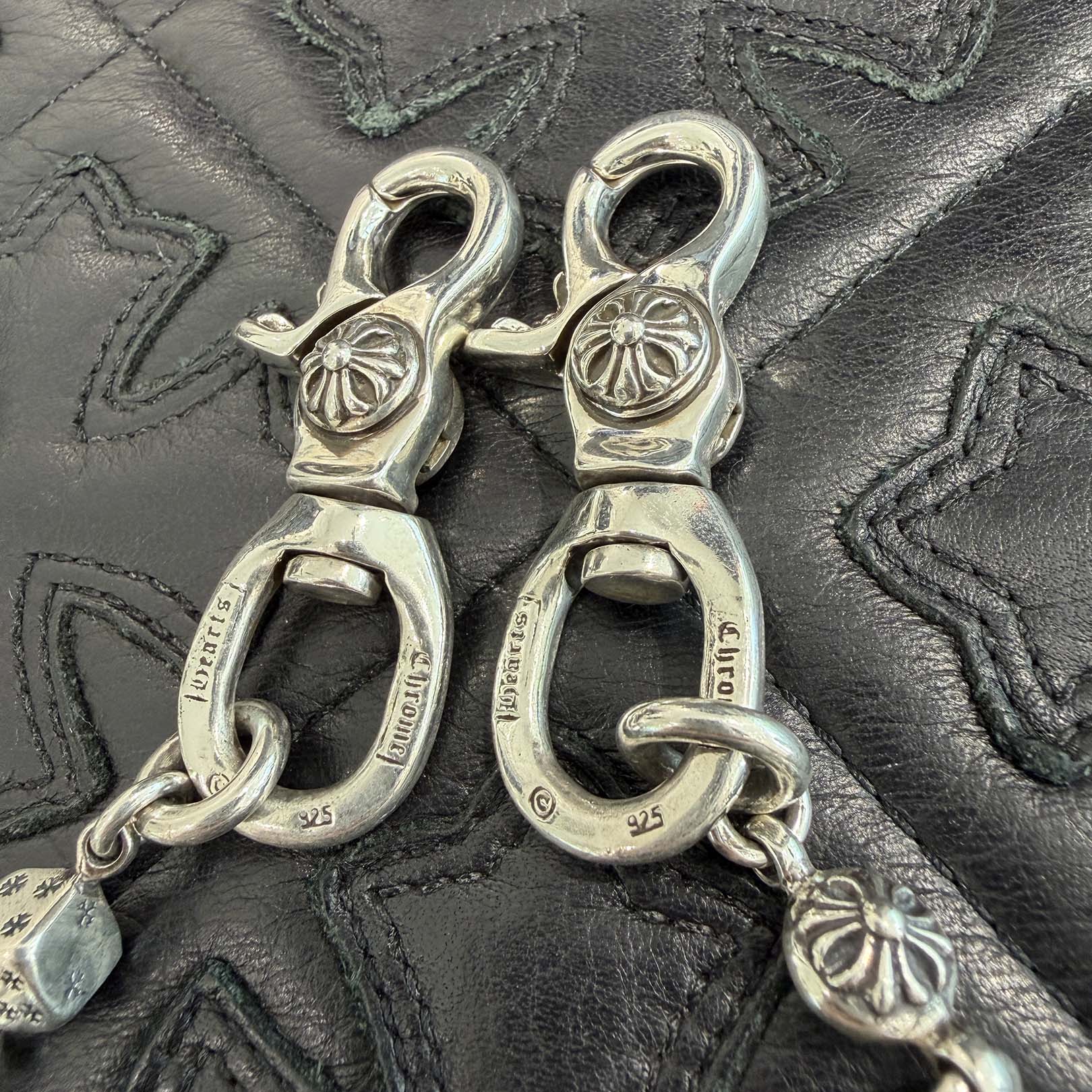 CHROME HEARTS 2 Clip Dice Cross Ball Wallet Chain 14 Link クロム