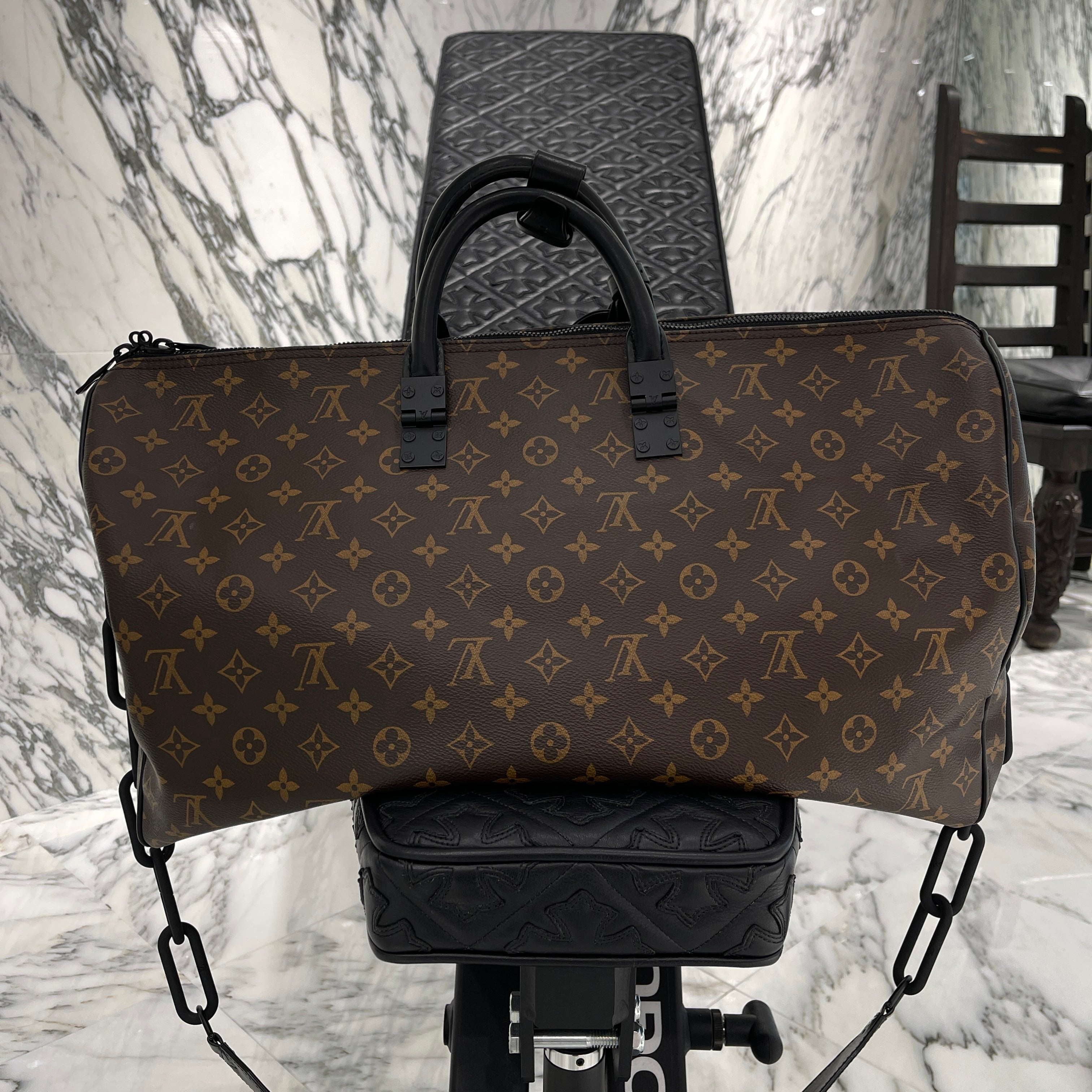 LOUIS VUITTON 2019SS Keepall Bandouliere Monogram Bag 50 by Virgil Abloh M44471 ルイヴィトン キーポル バンドリエール モノグラムバッグ 50 バイ バージルアブロー